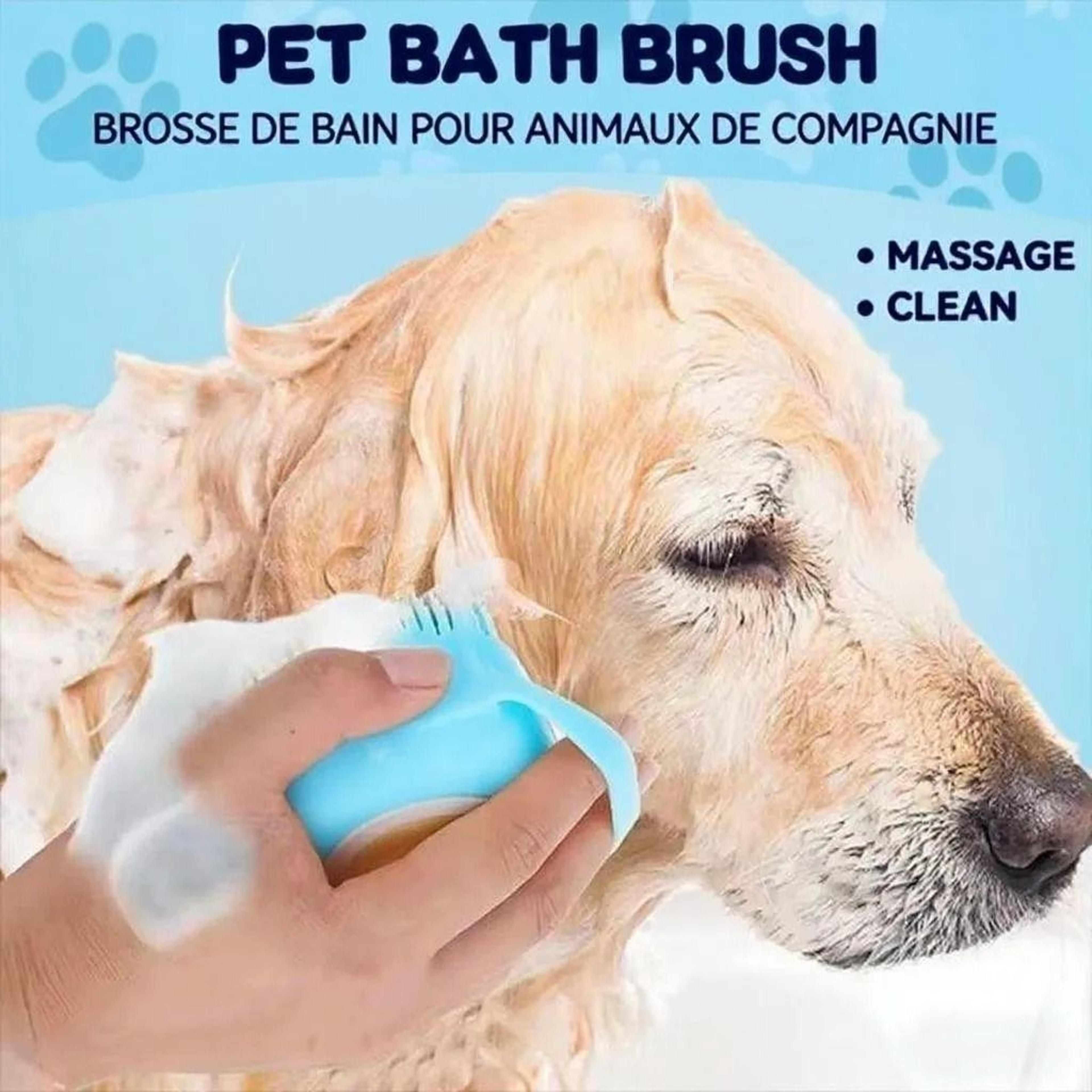 Silicone Pet Massage Shower Brush With Shampoo Dispenser For Dogs  Cats 2