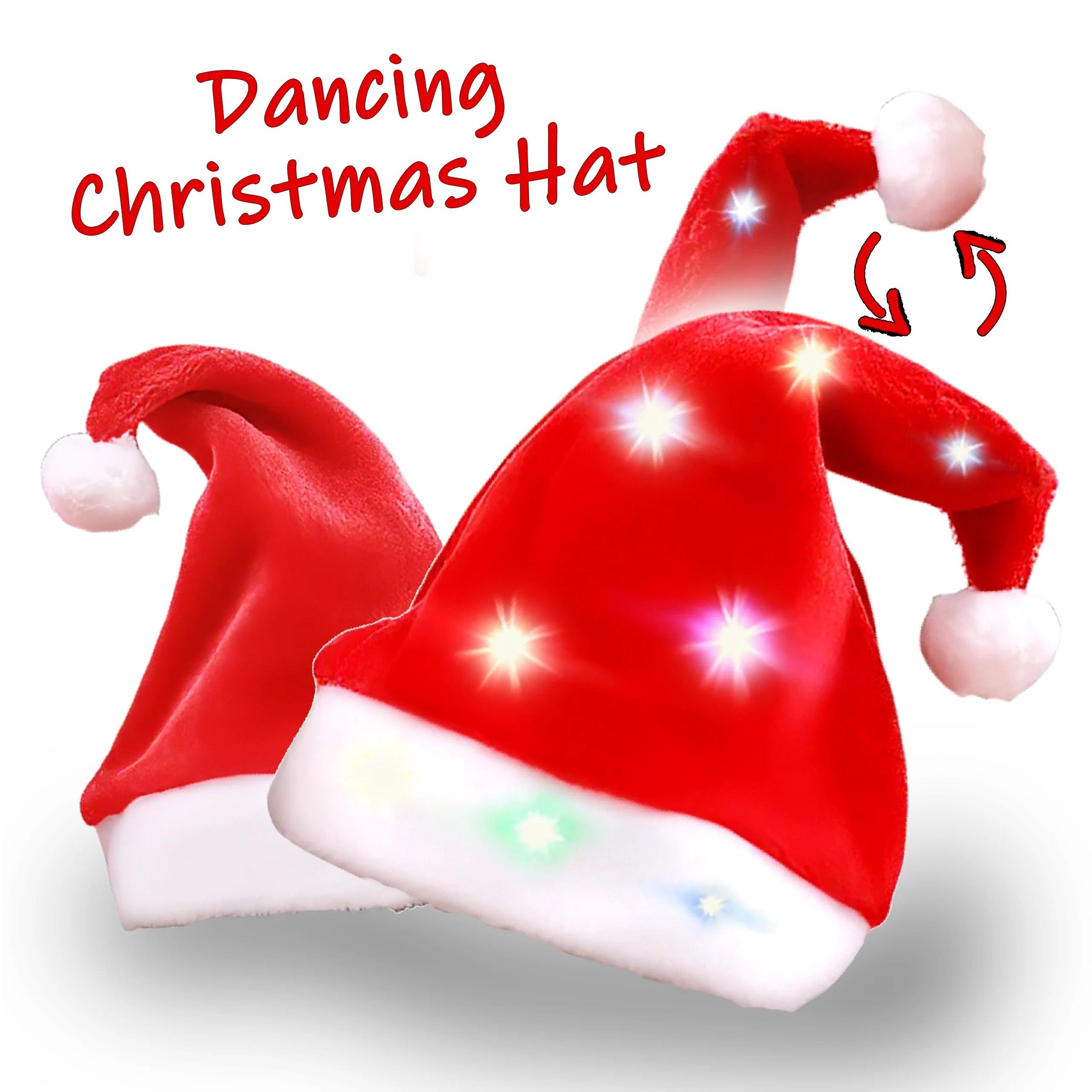 LED Plush Santa Hat With Adjustable Lights For Kids  Adults 0