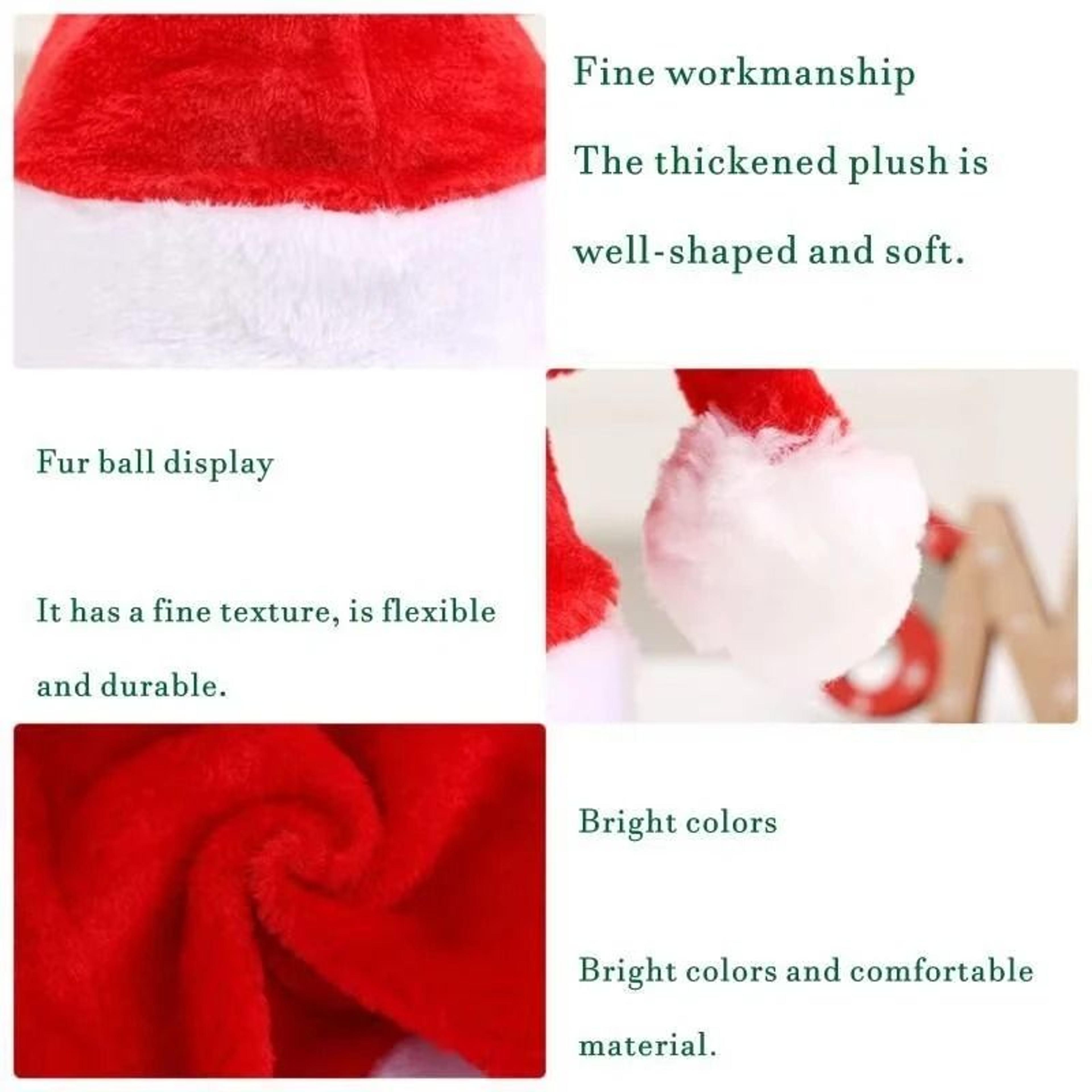 LED Plush Santa Hat With Adjustable Lights For Kids  Adults 1