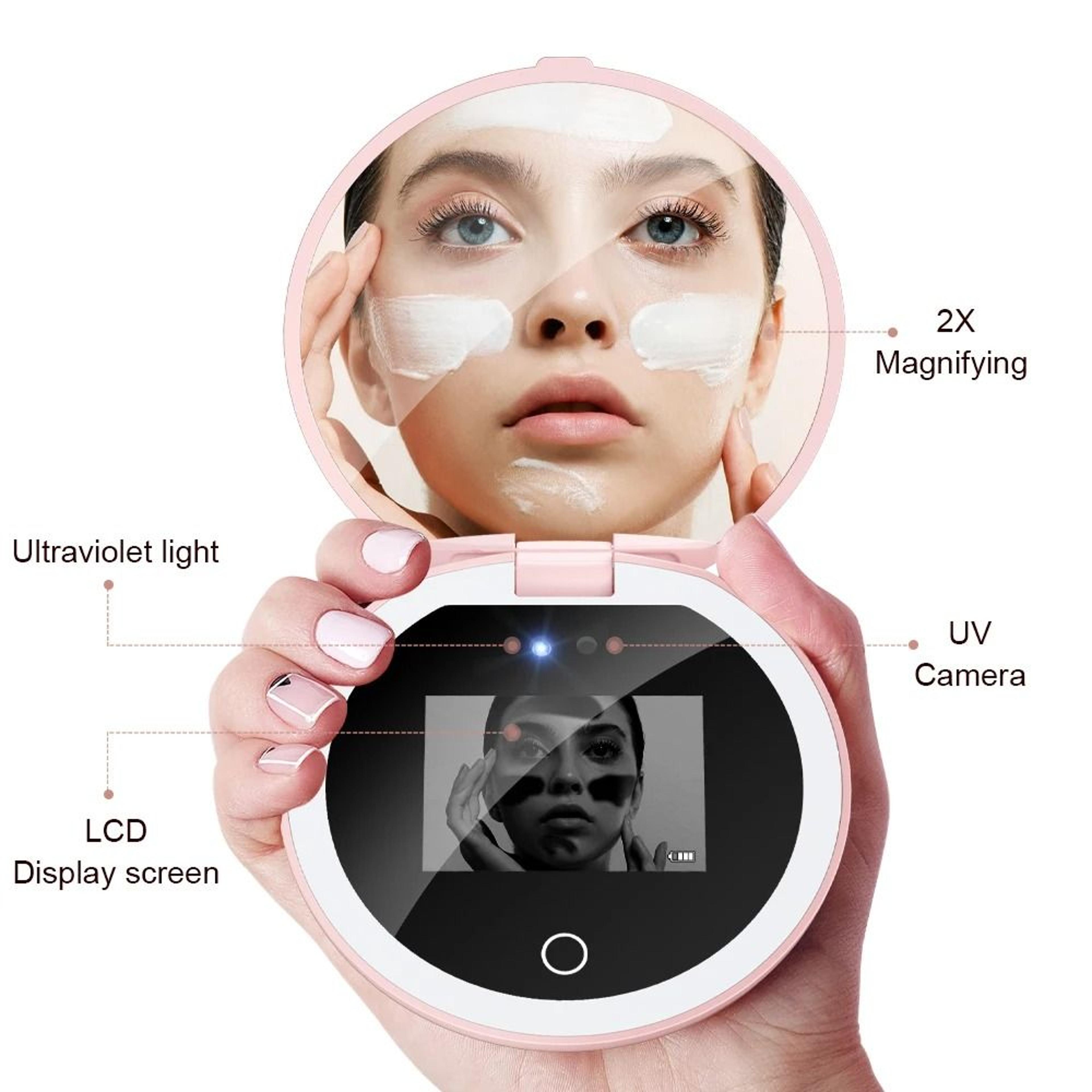 Smart UV Sunscreen Detection Makeup Mirror With LED Beauty Light 3