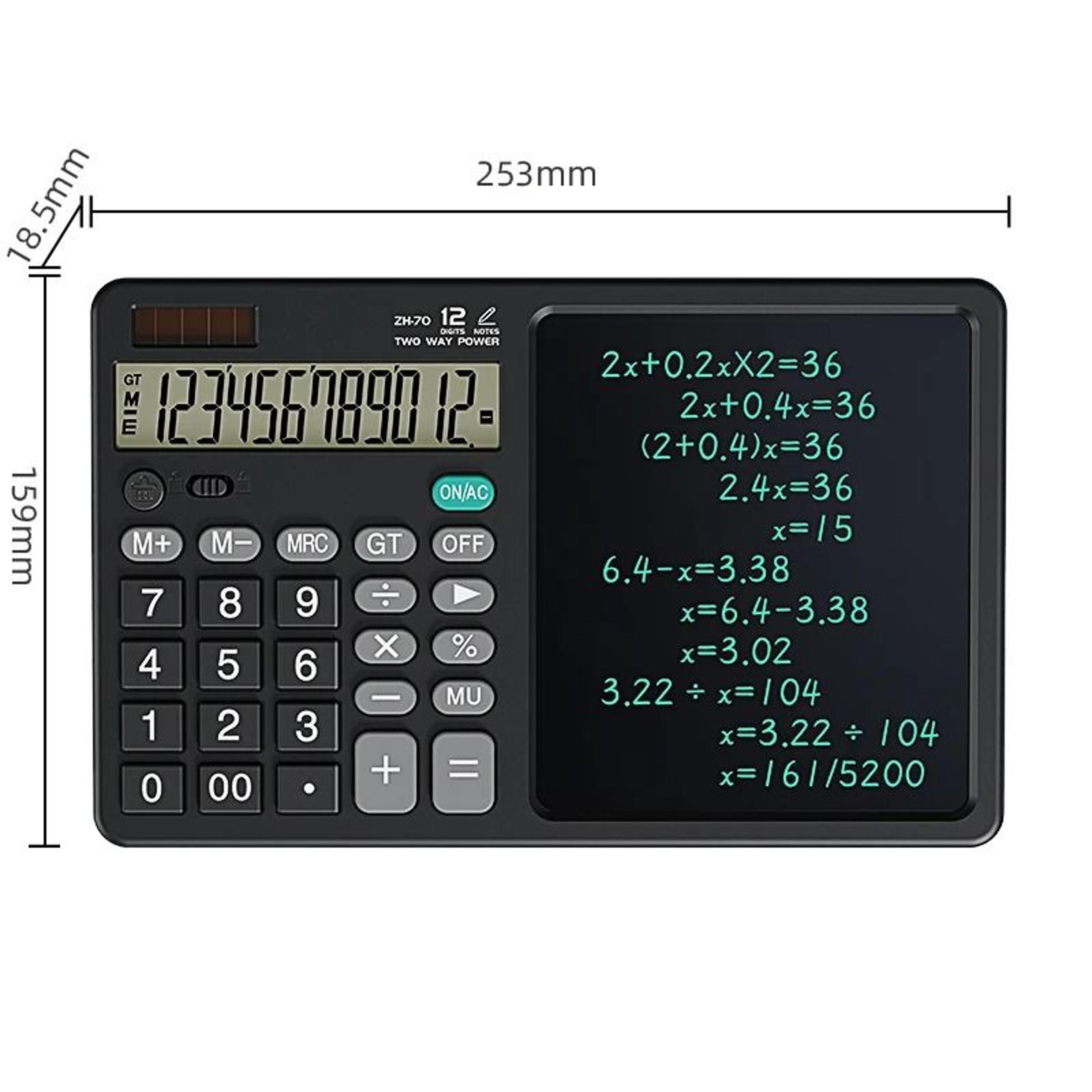 2in1 Foldable Calculator Writing Tablet With Stylus  Erasable Memo Pad 2