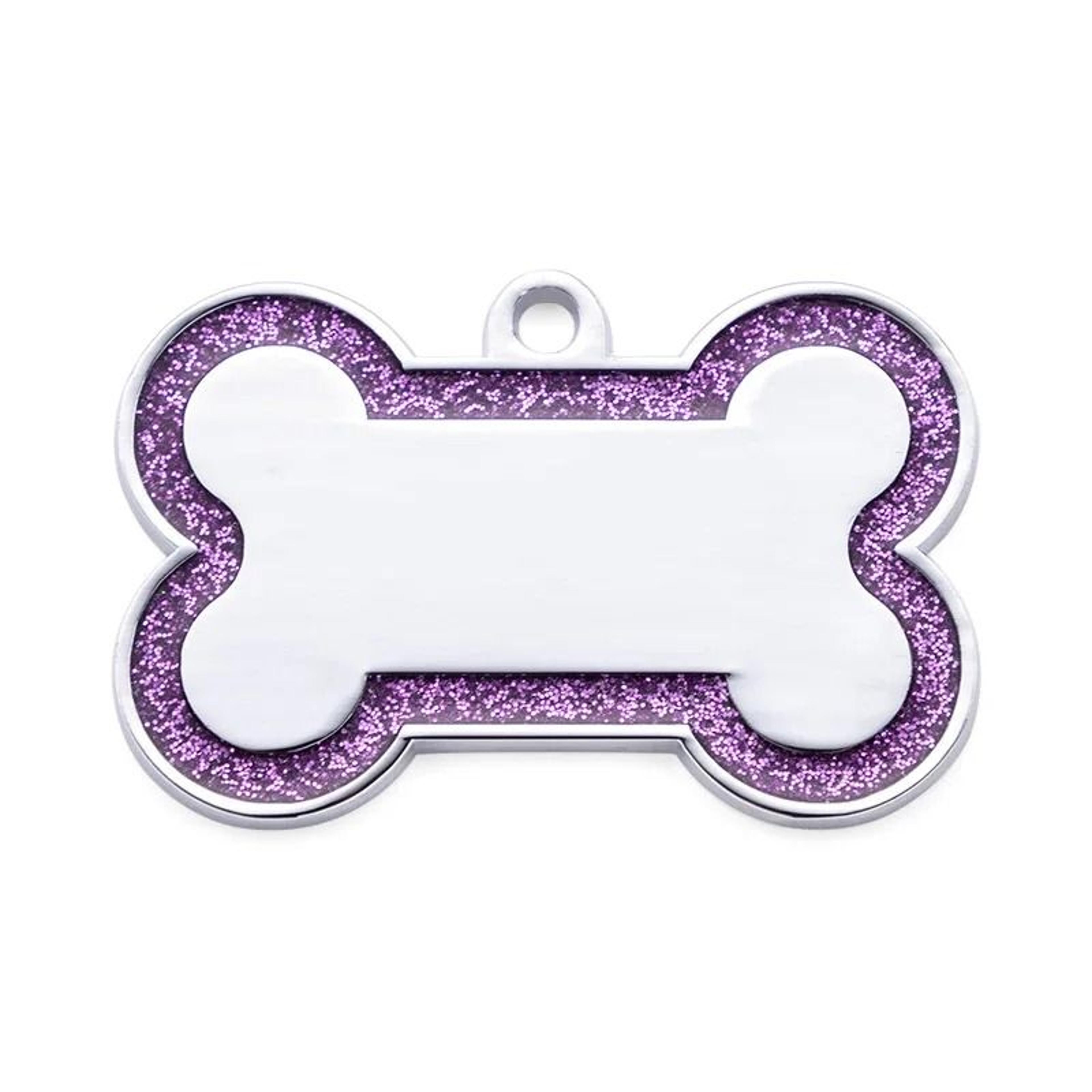Personalized Glitter Pet ID Tag DoubleSided Bone Name Pendant For Dogs  Cats 12
