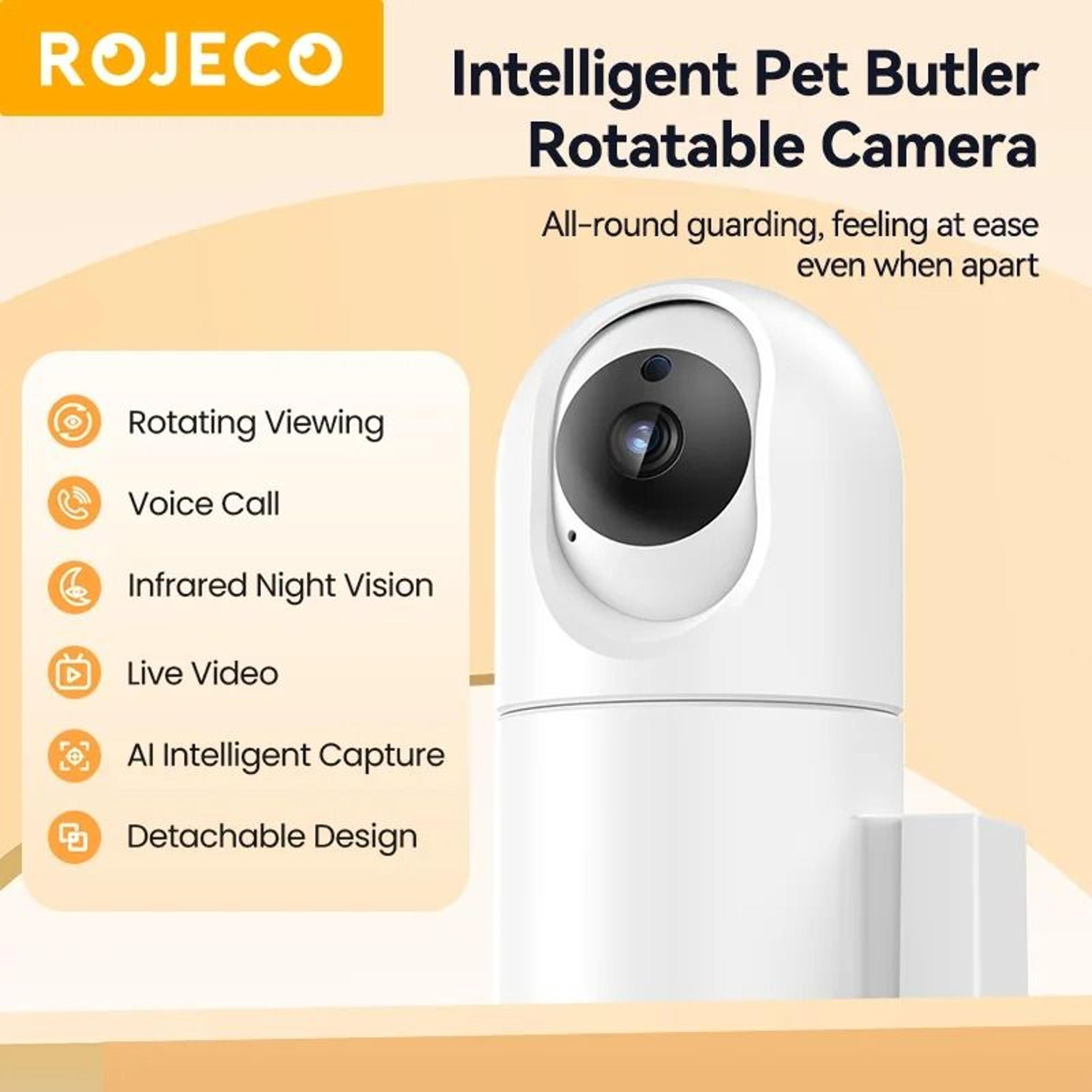 ROJECO 4L Smart Automatic Pet Feeder With Rotating Camera 4