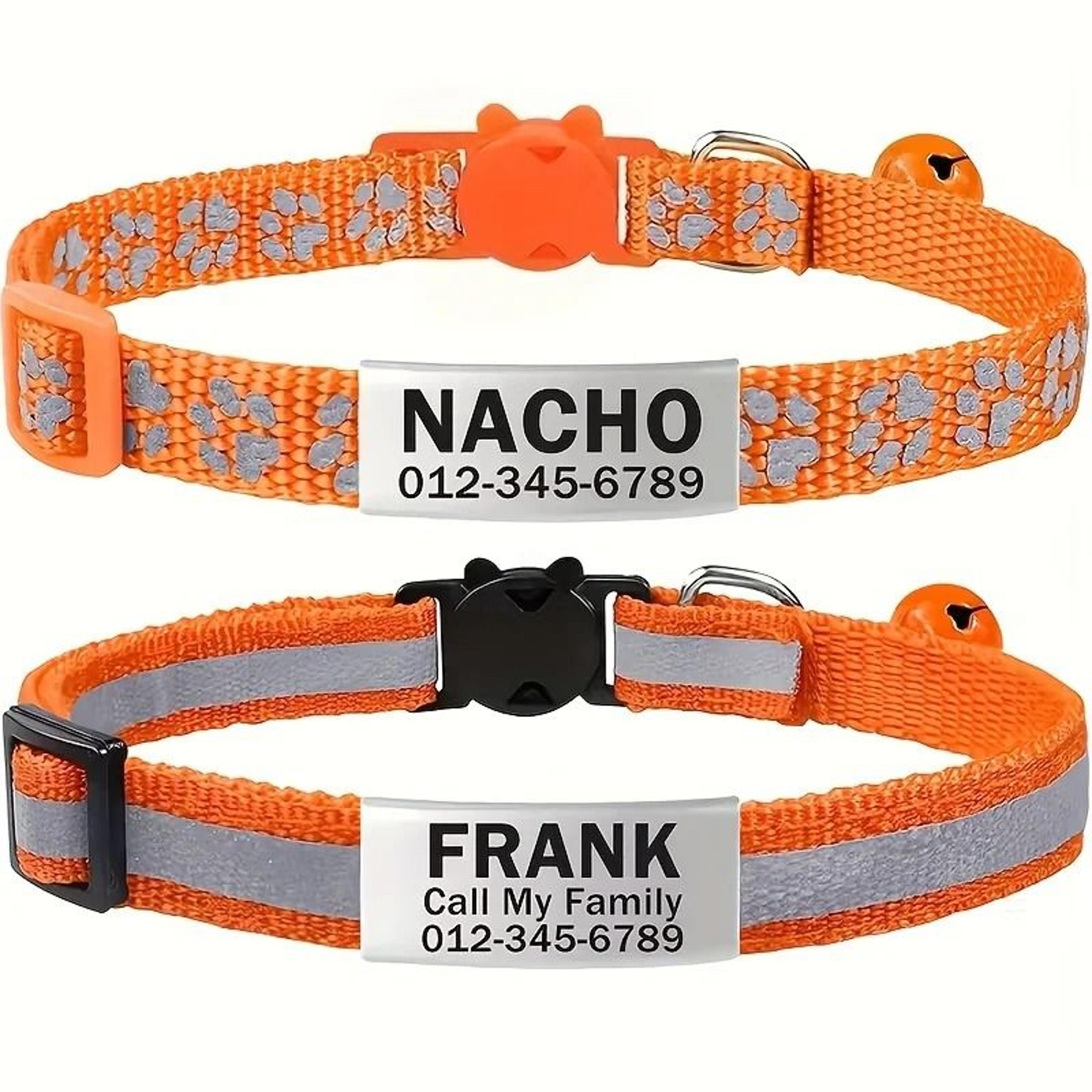 Personalized Reflective Safety Cat Collar Set With Engraved ID Buckle 7
