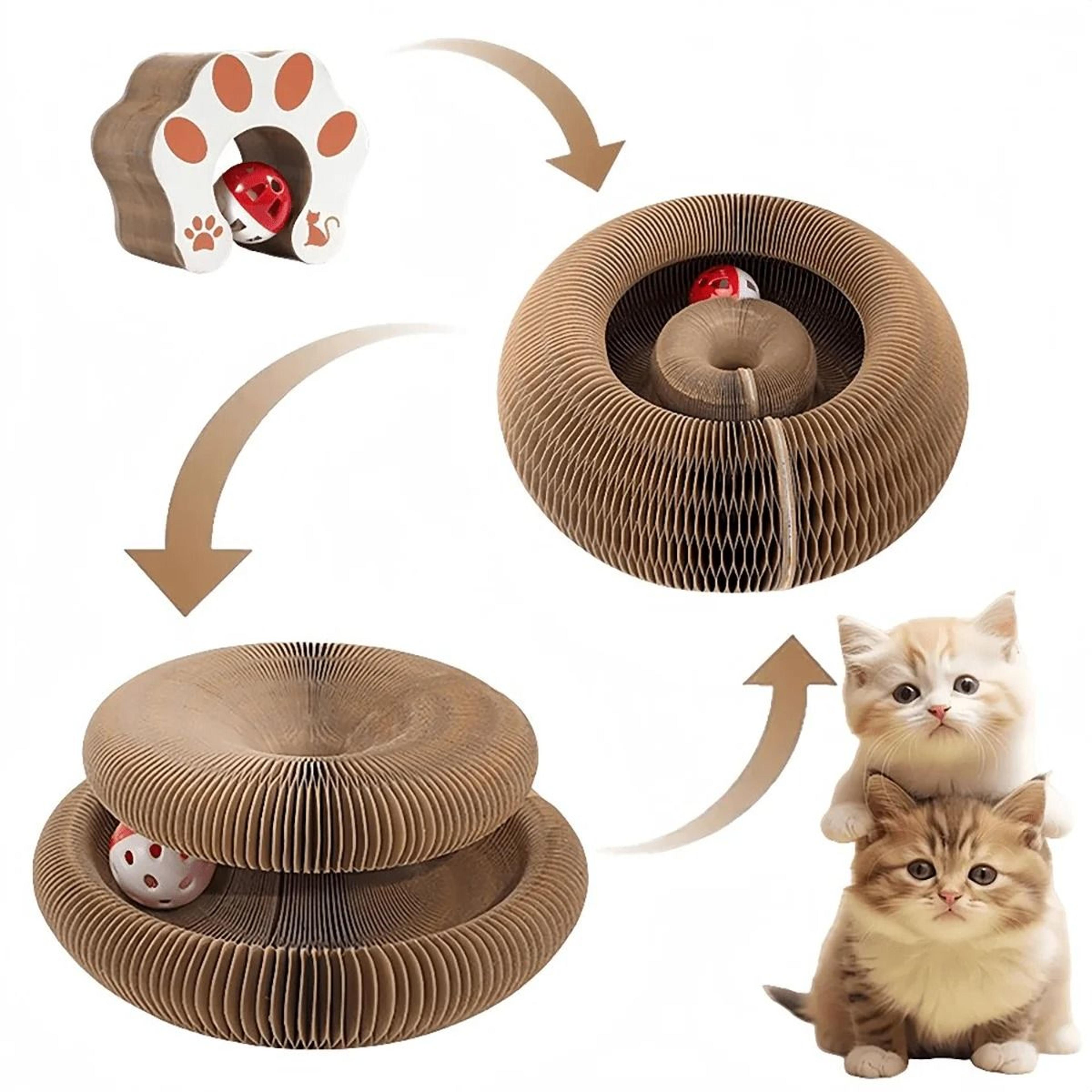 foldable cat scratcher tunnel toy with bell & catnip for indoor cats