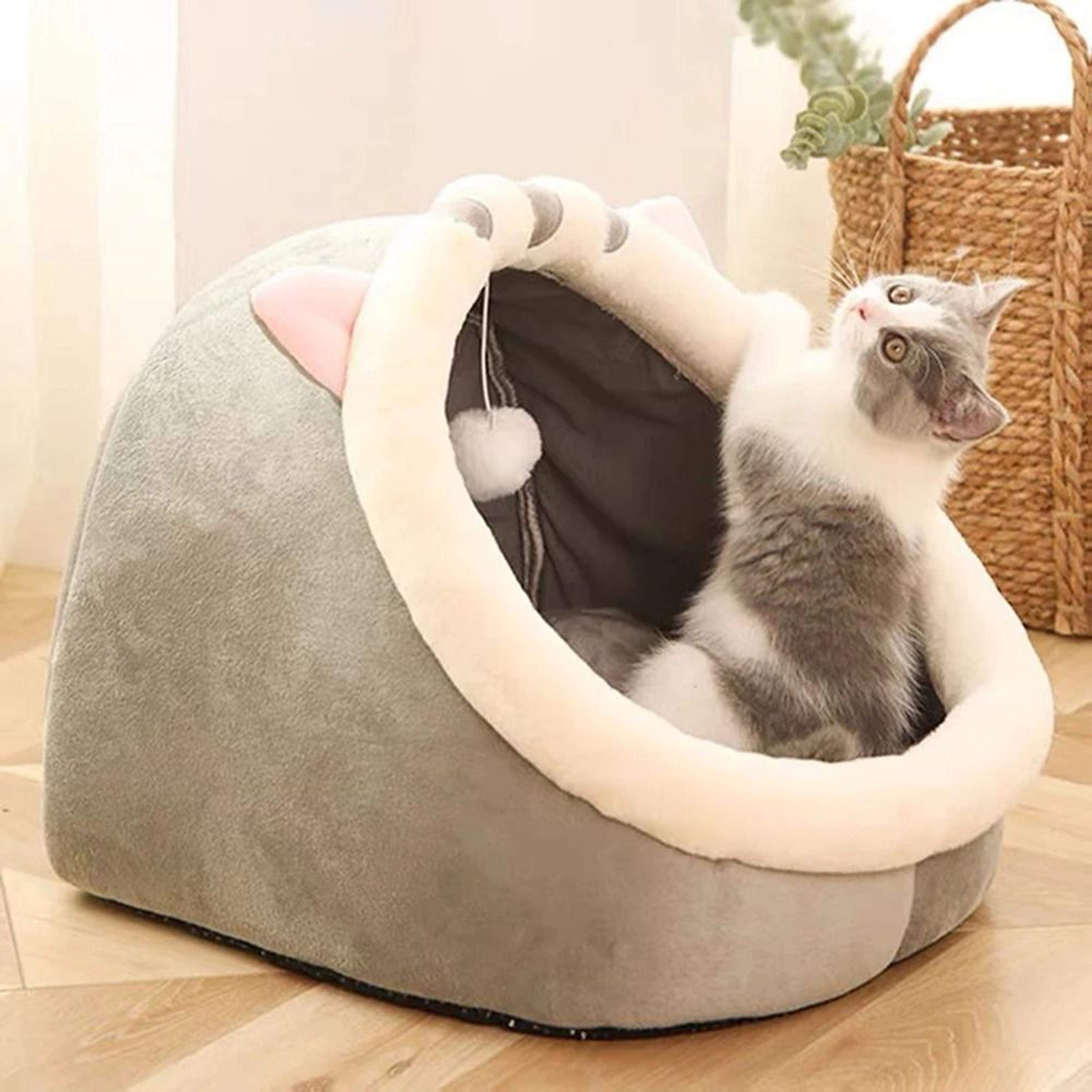SnuggleShell SemiClosed Warm Cat Nest Bed For Indoor Cats 6