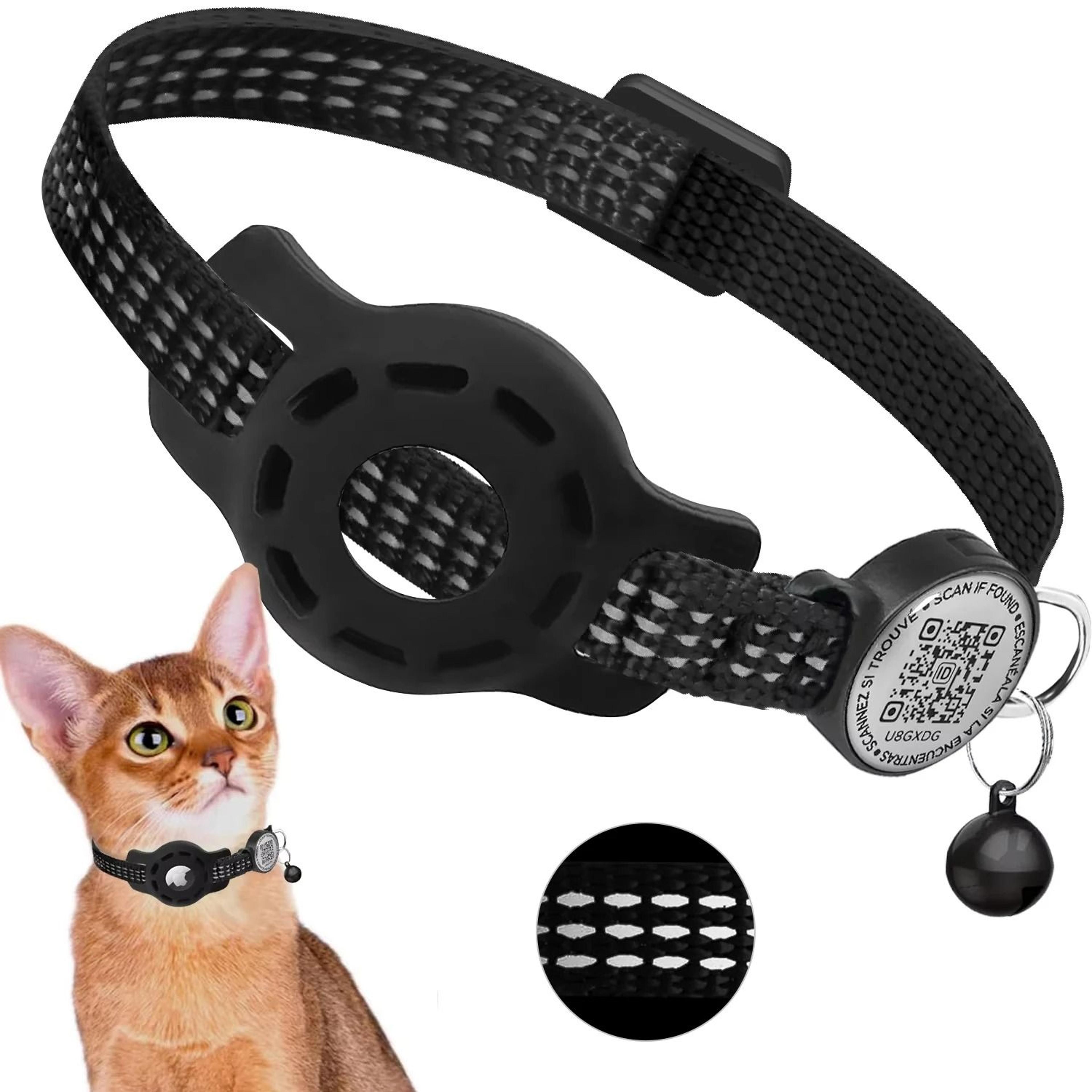 Reflective AirTag Cat Collar With QR Code Tag  Breakaway Safety Buckle 7