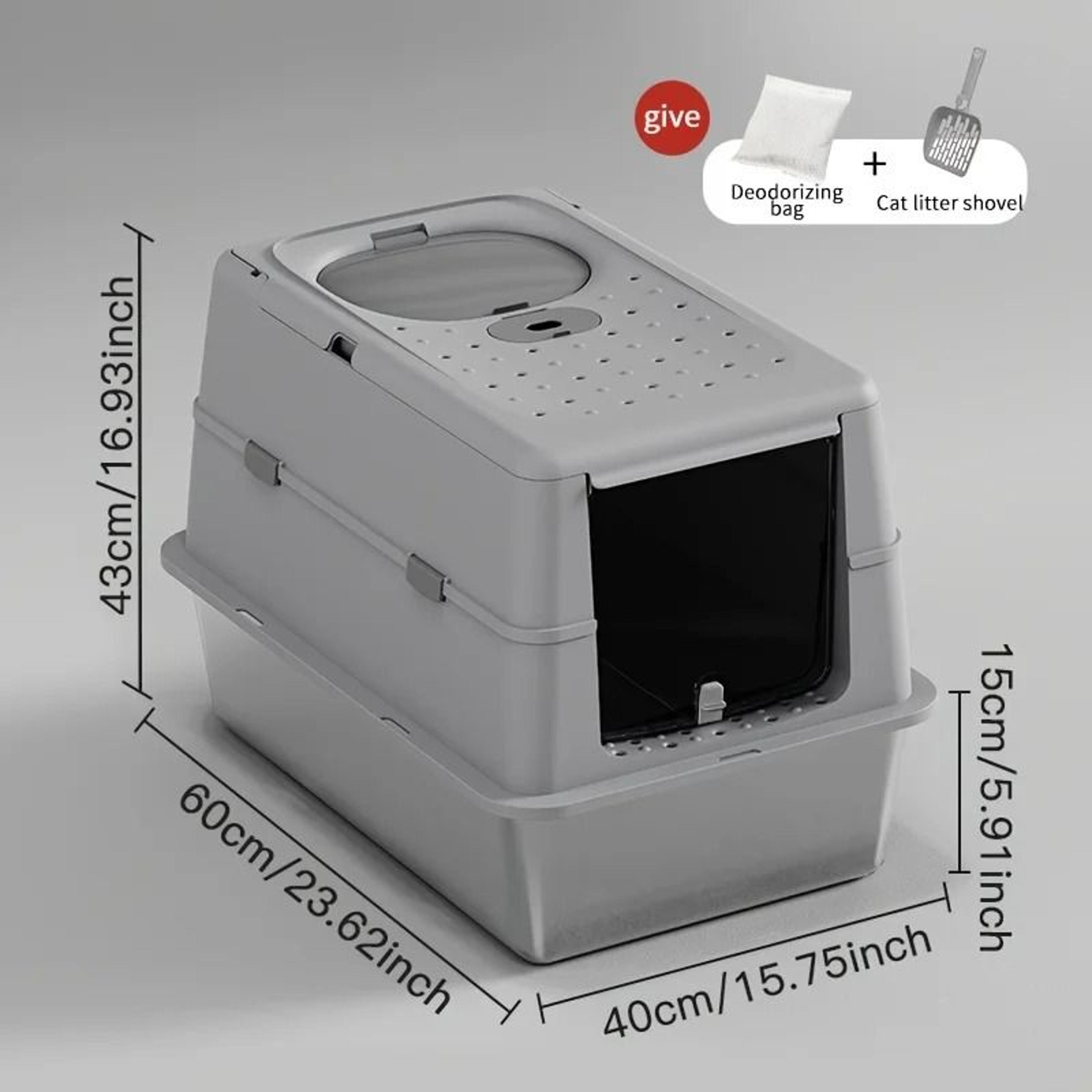 Stainless Steel Enclosed Cat Litter Box With Flip Cover  NonSlip Mat 12