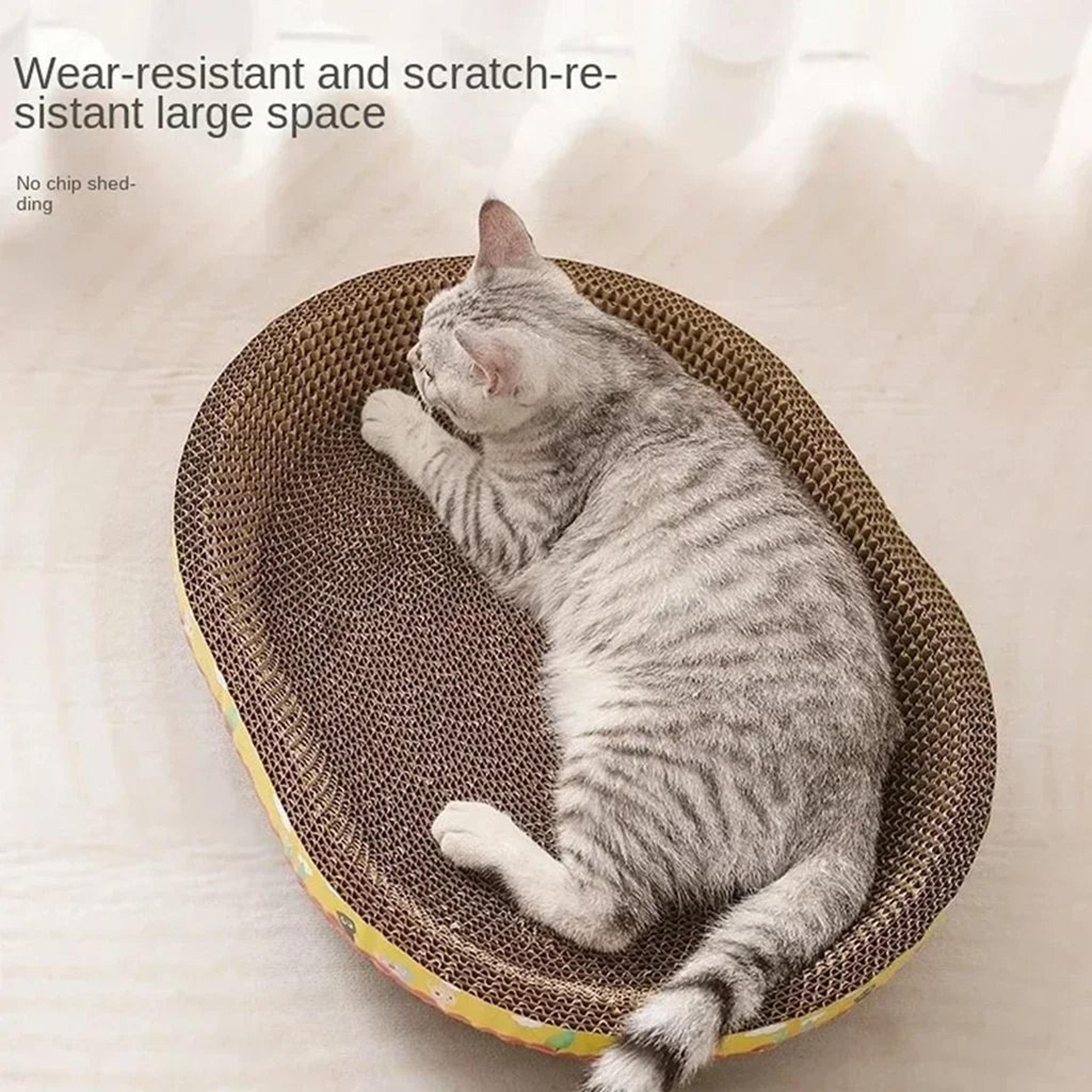 oval corrugated cat scratching board lounger for furniture protection