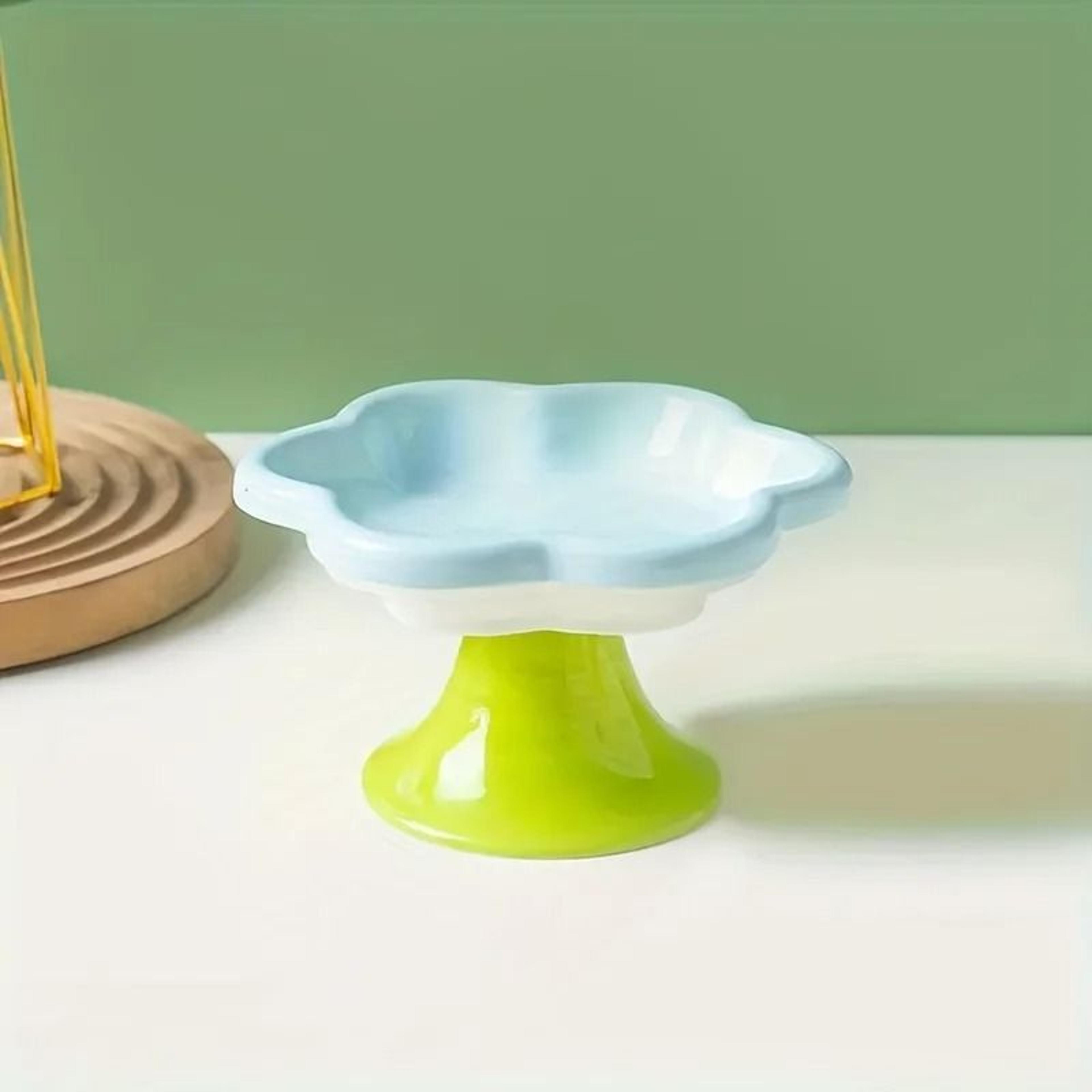 Floral Elevated Ceramic Cat Bowl With Neck Protection Stand 7