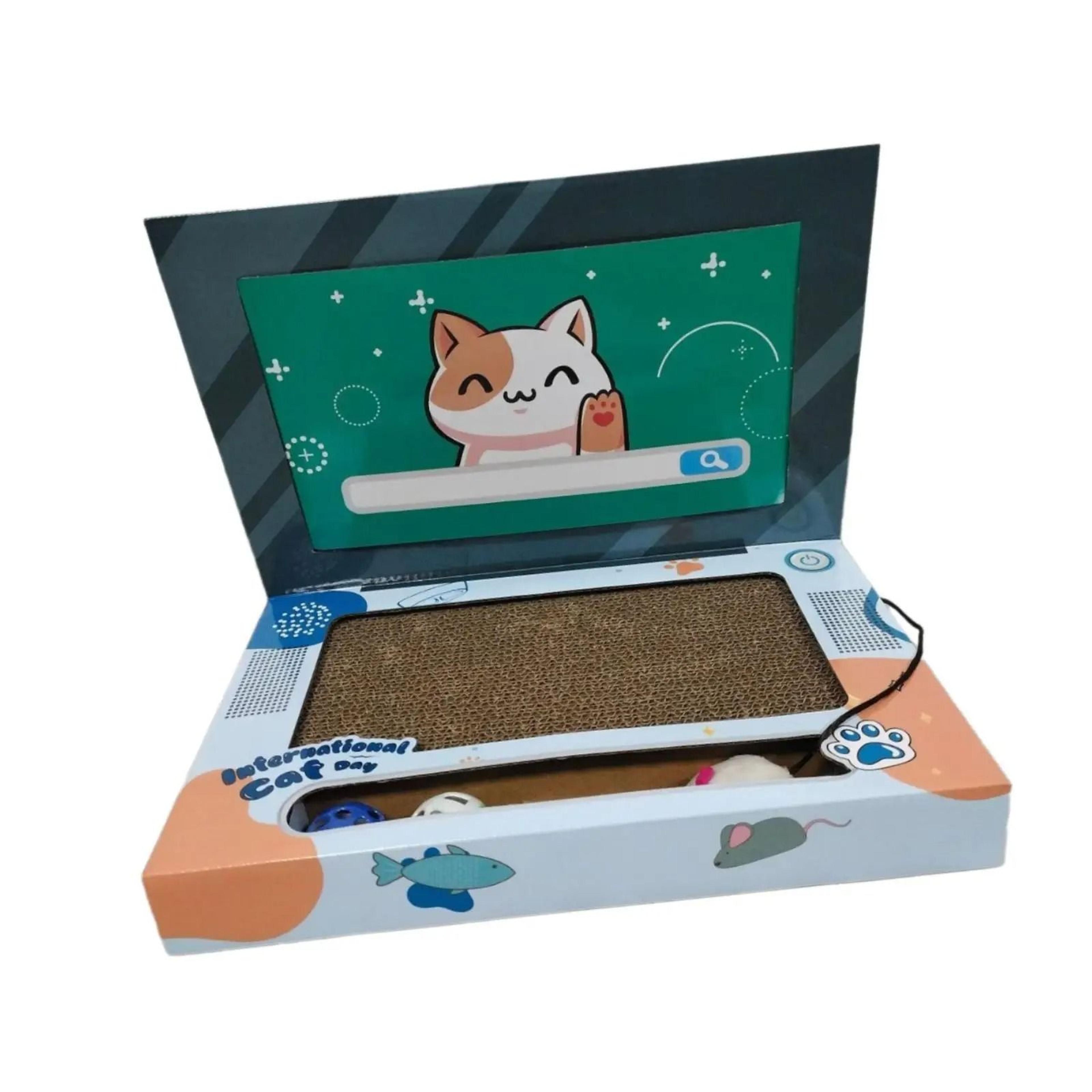 Foldable LaptopShaped Cat Scratching Board  Interactive Lounge Toy 5