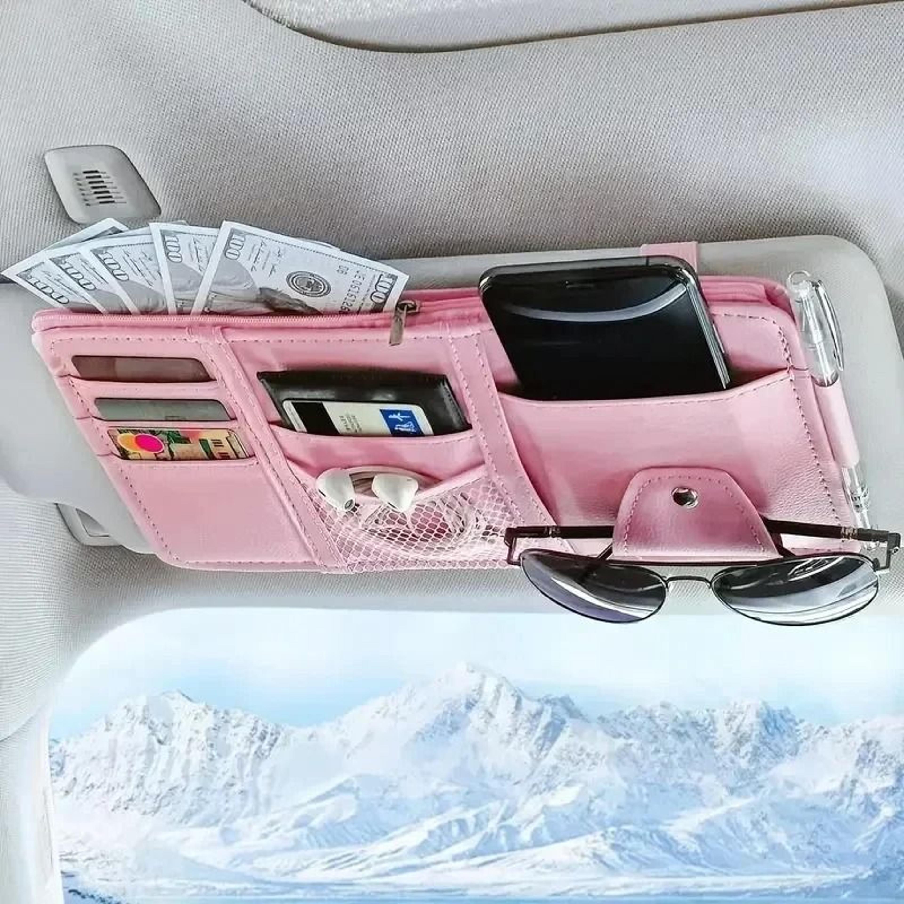 Car Seat Sun Visor Organizer With Multi Pocket Document  Pen Holder 9
