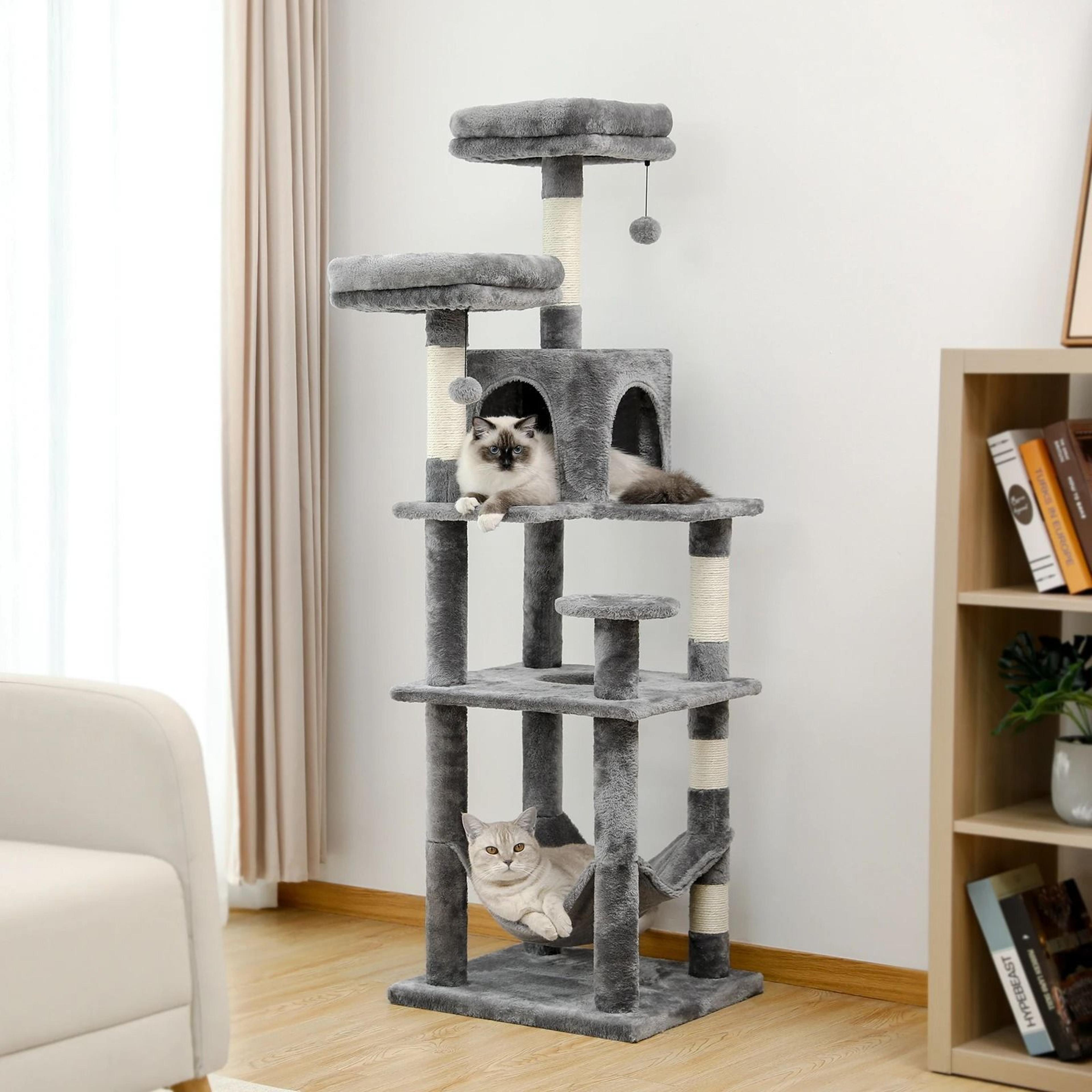 CloudClimb MultiLevel Plush Cat Tree With Hammock  Scratching Posts 2