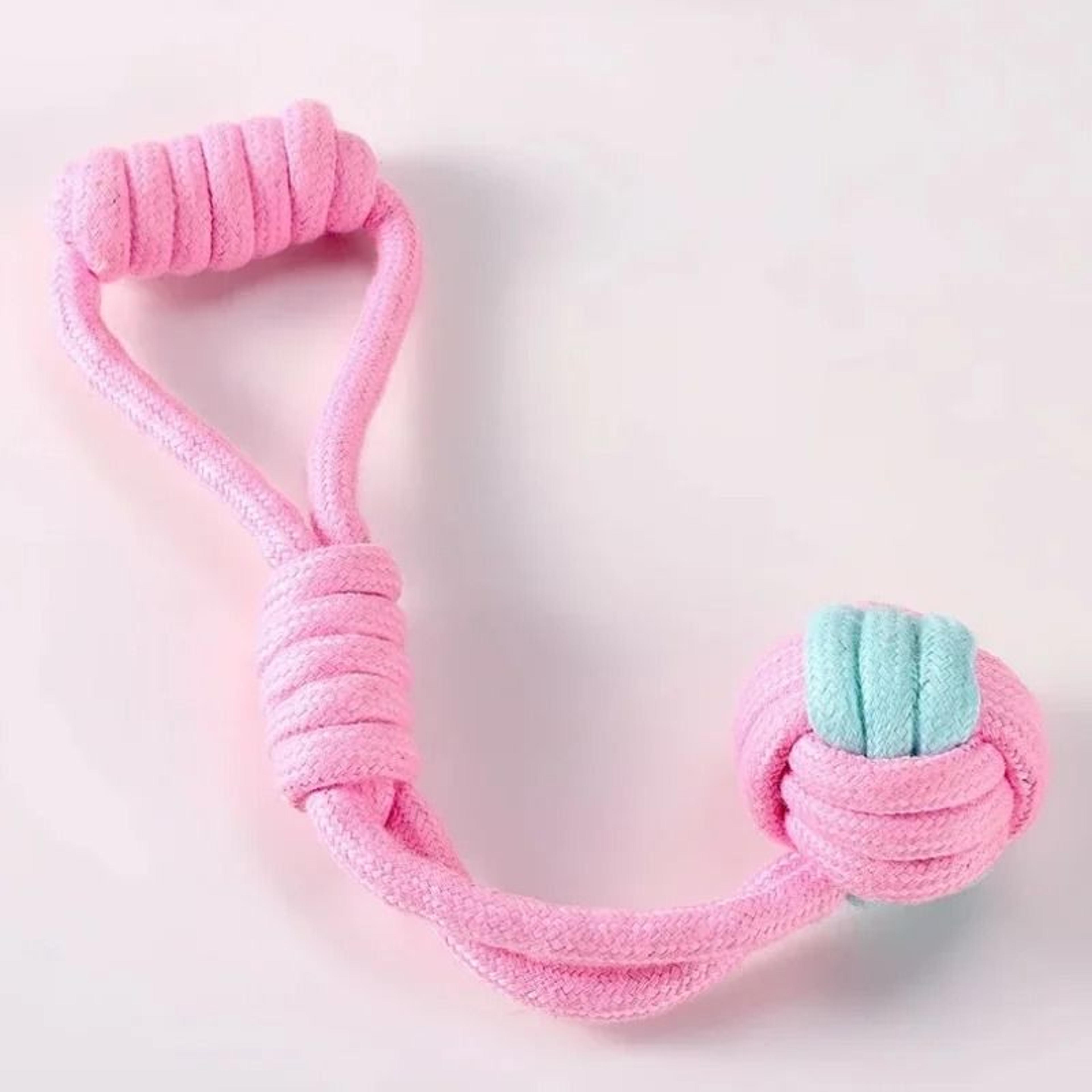 Interactive Cotton Rope Ball Dog Toy For Chewing Tugging  Dental Cleaning 0