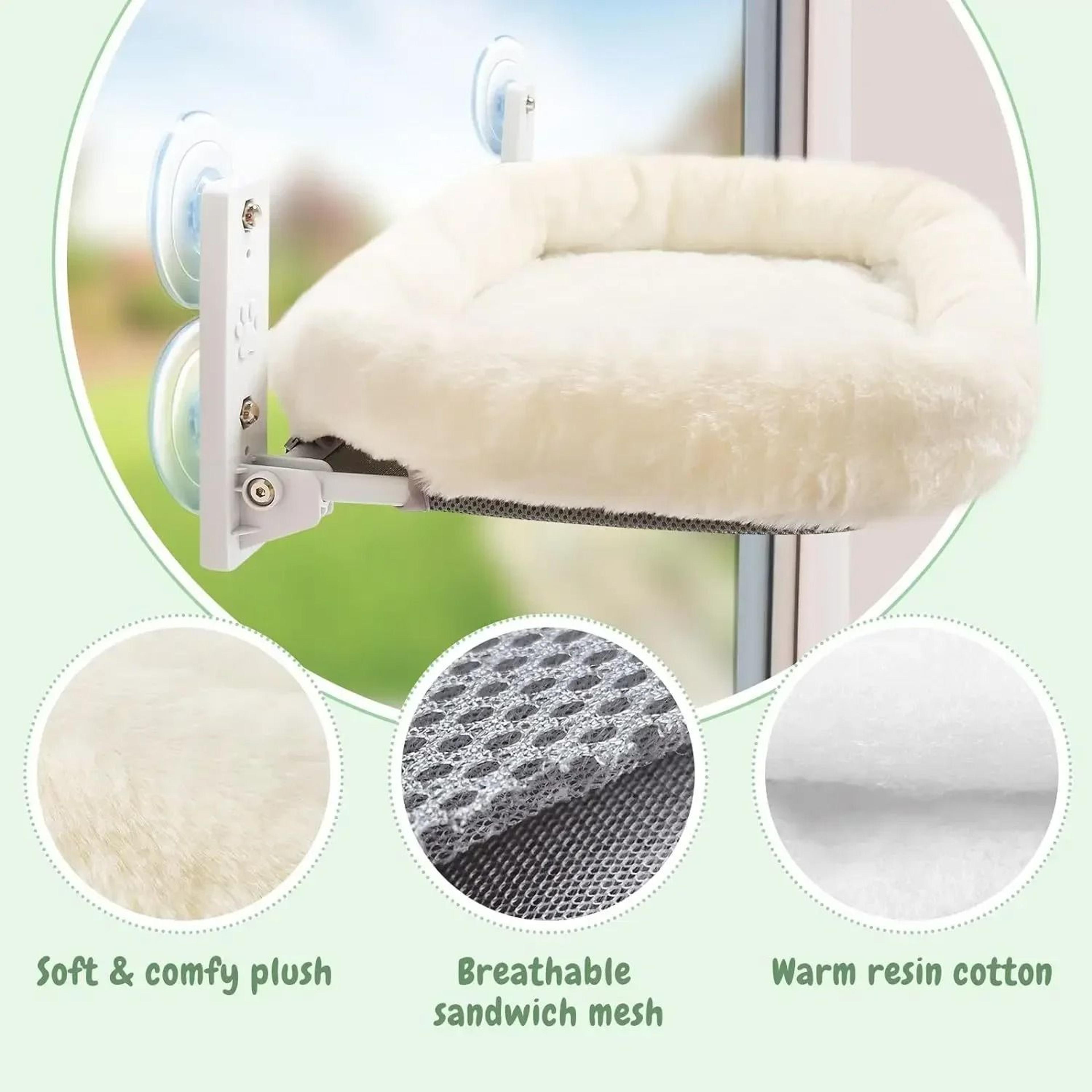 Window Mounted Cat Hammock With Strong Suction Cups For Sunbathing 1