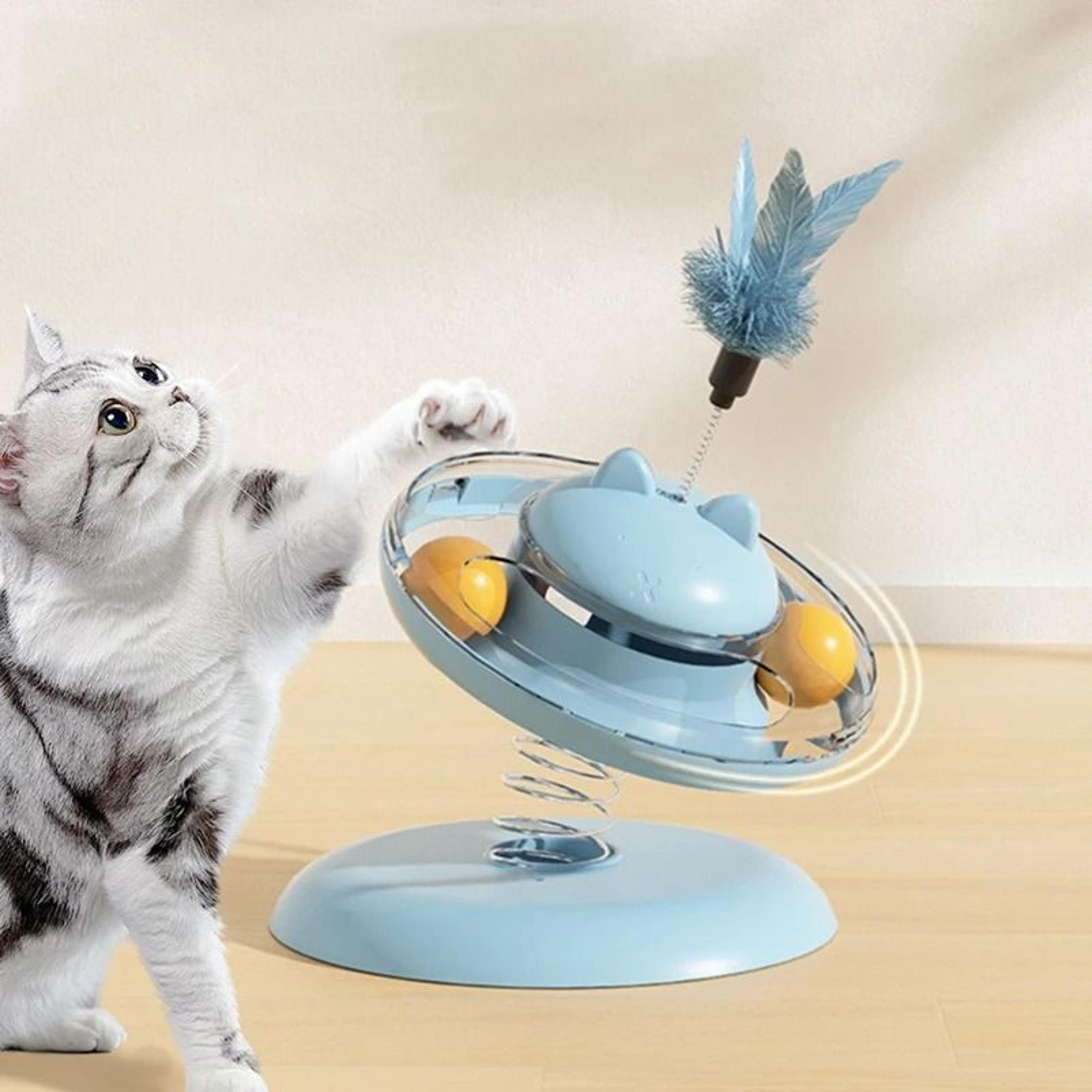 Interactive Cat Play Disc With Treat Dispenser  Track Ball Toy 1