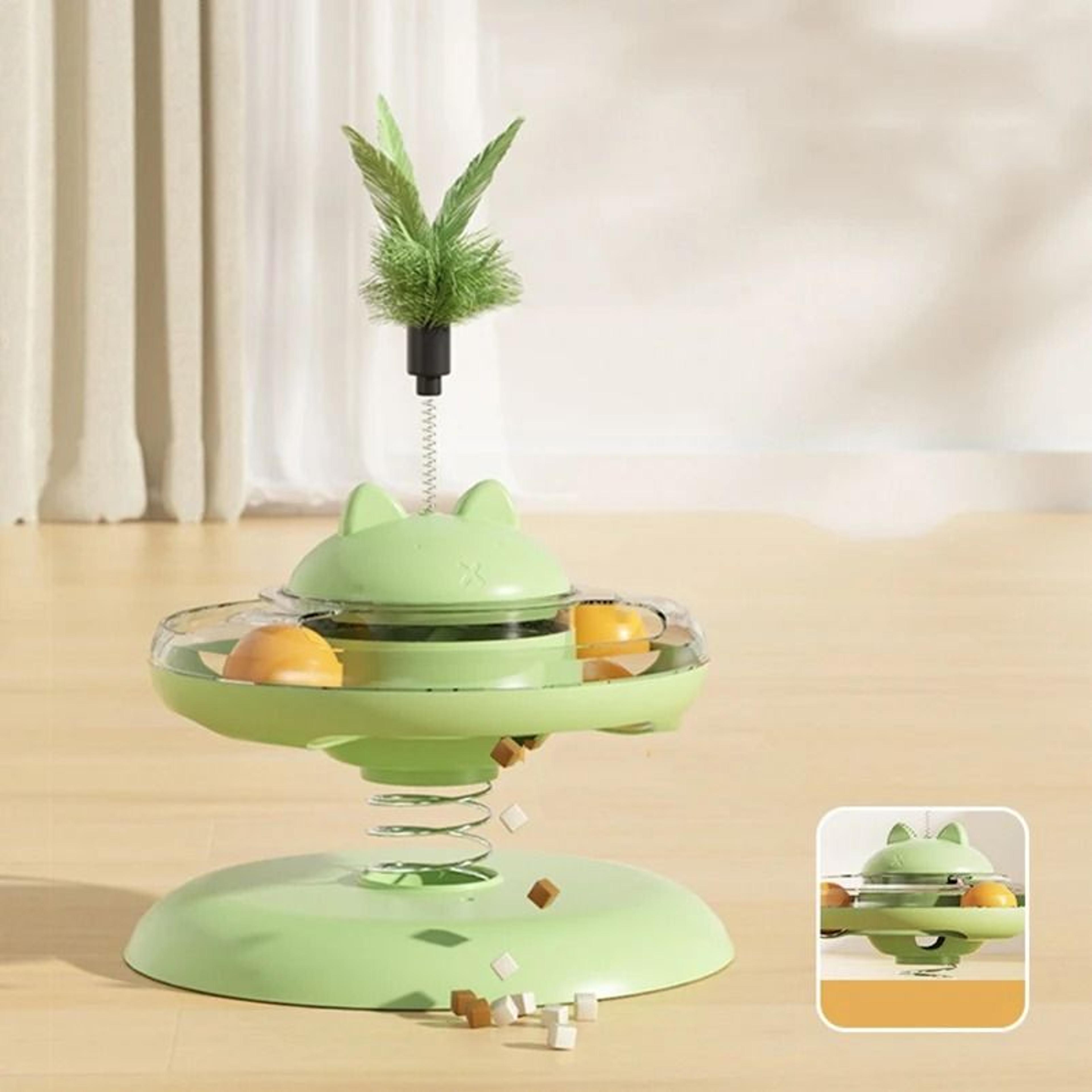 Interactive Cat Play Disc With Treat Dispenser  Track Ball Toy 3