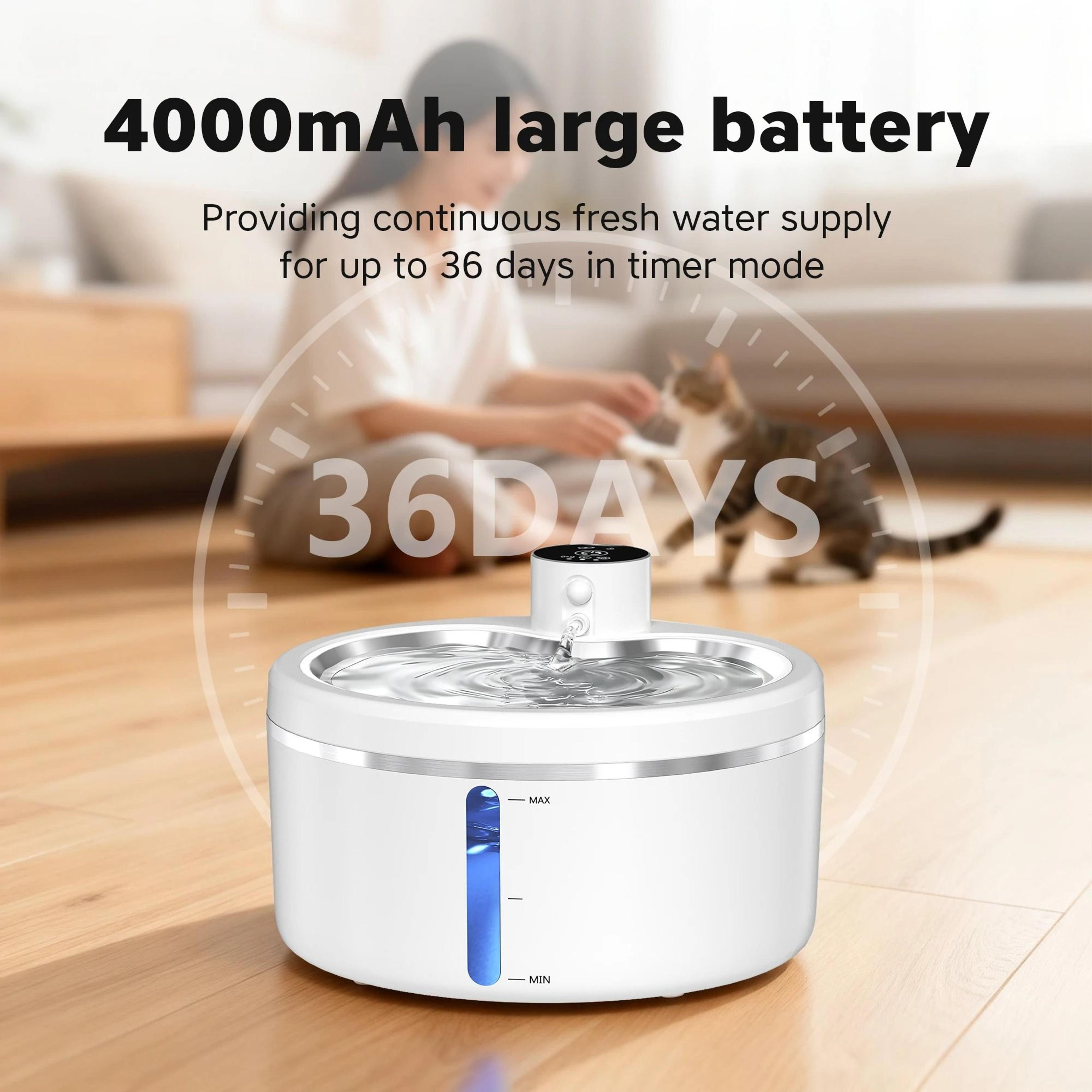 2.5l smart cat water fountain with stainless steel tray & motion sensor