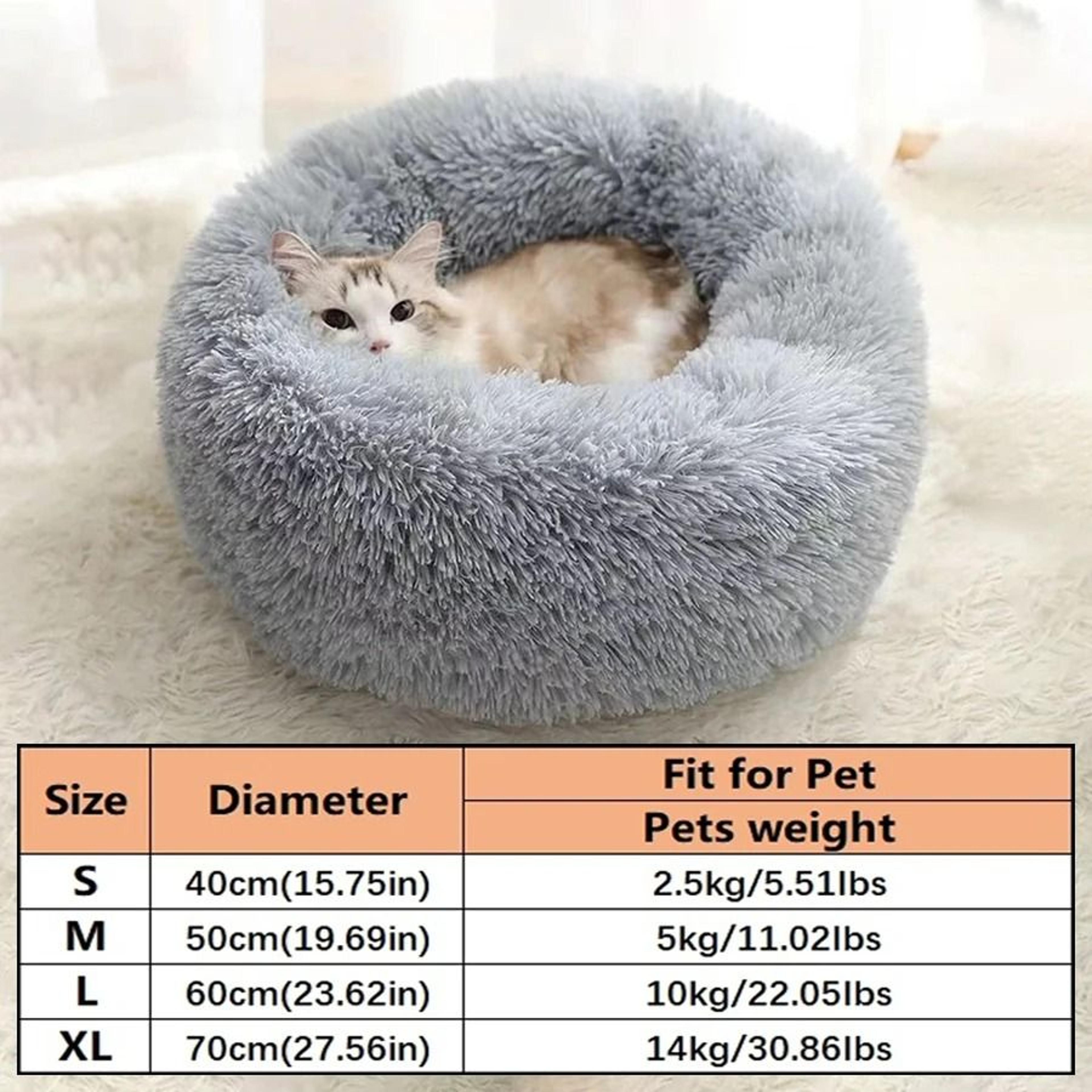Soft Plush Donut Calming Pet Bed For Cats  Small Dogs 7