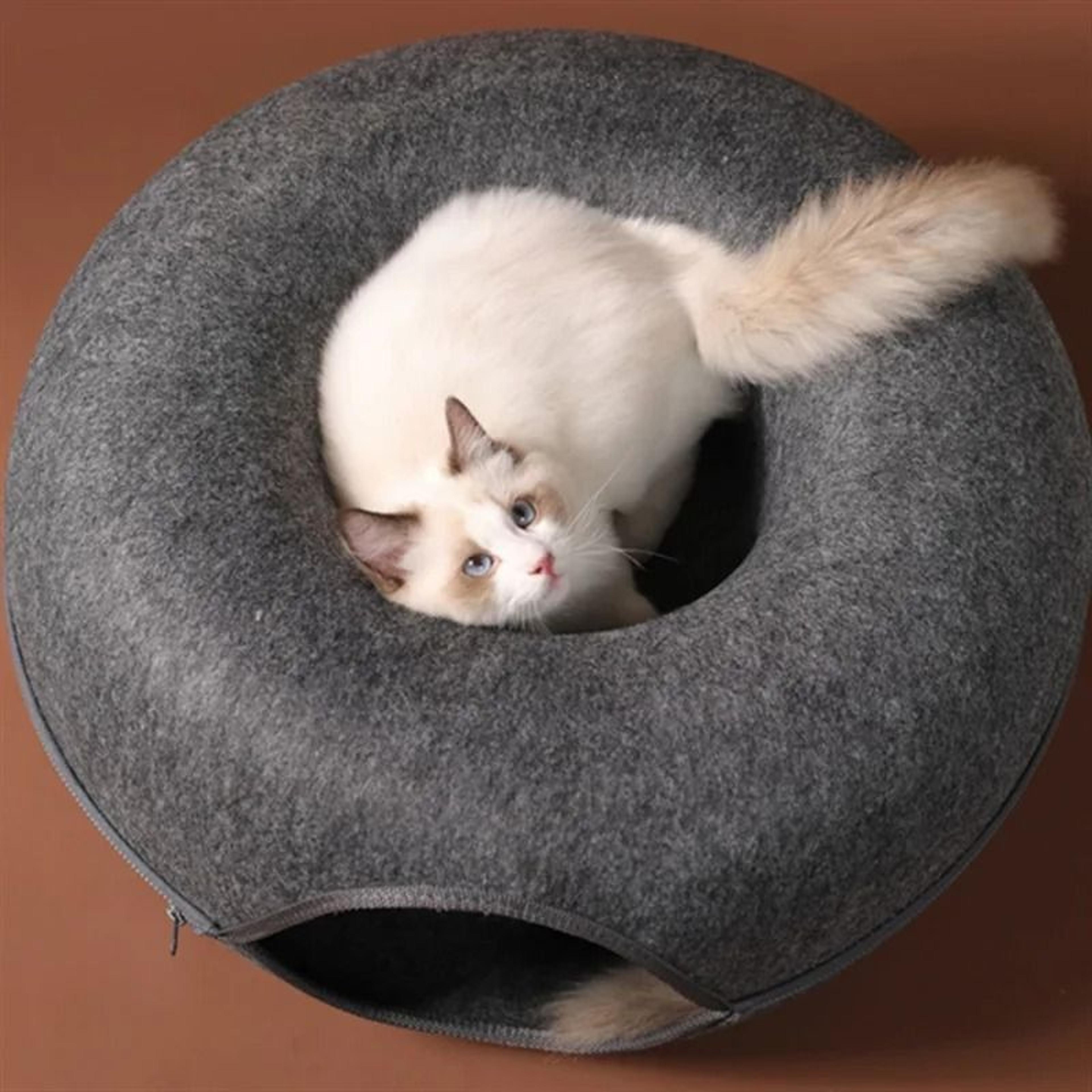 Donut Felt Cat Tunnel Bed  Interactive Cat Cave House 5