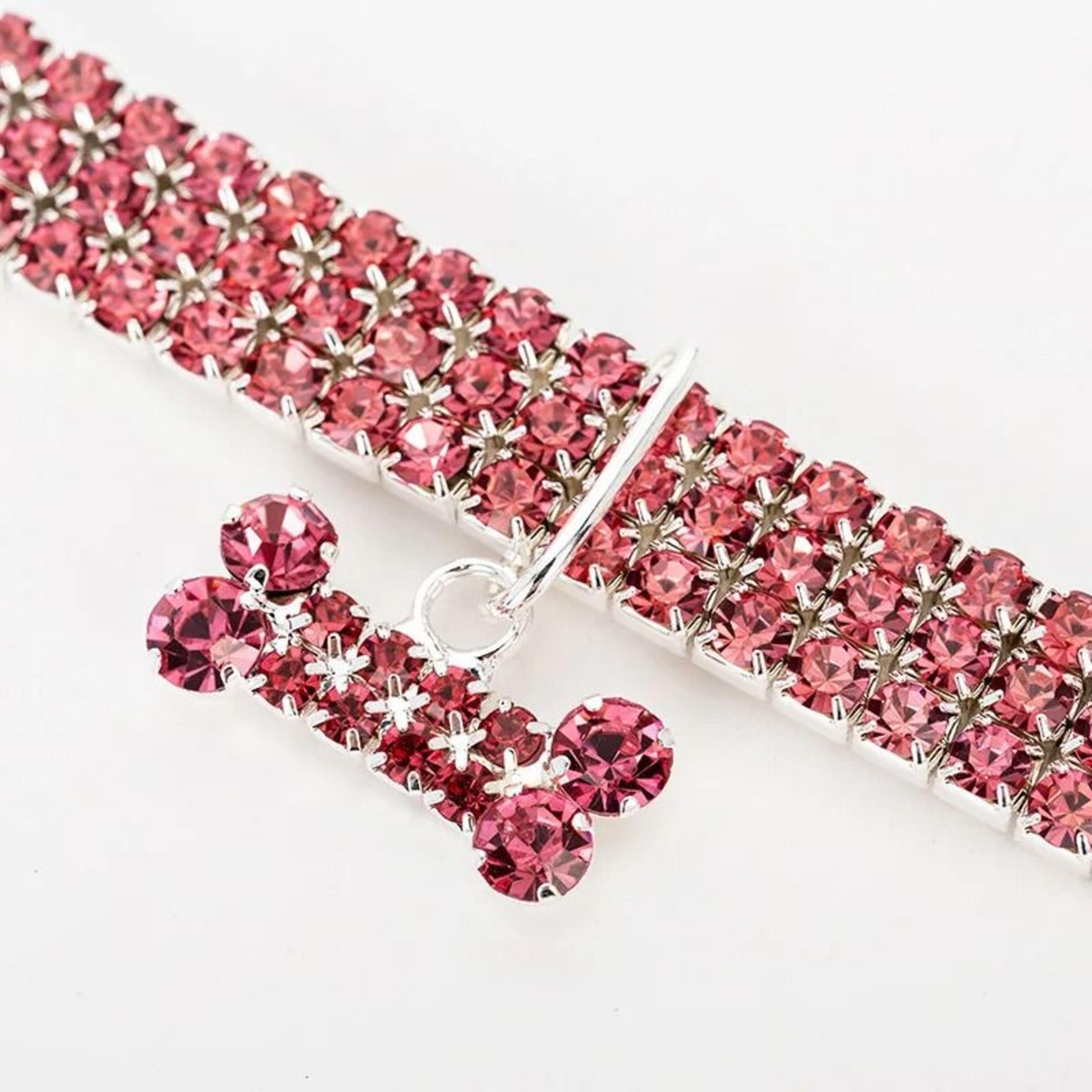 Luxury Rhinestone Dog Collar With Engraved Name Tag  Adjustable Crystal Puppy Collar For Small Dogs 2