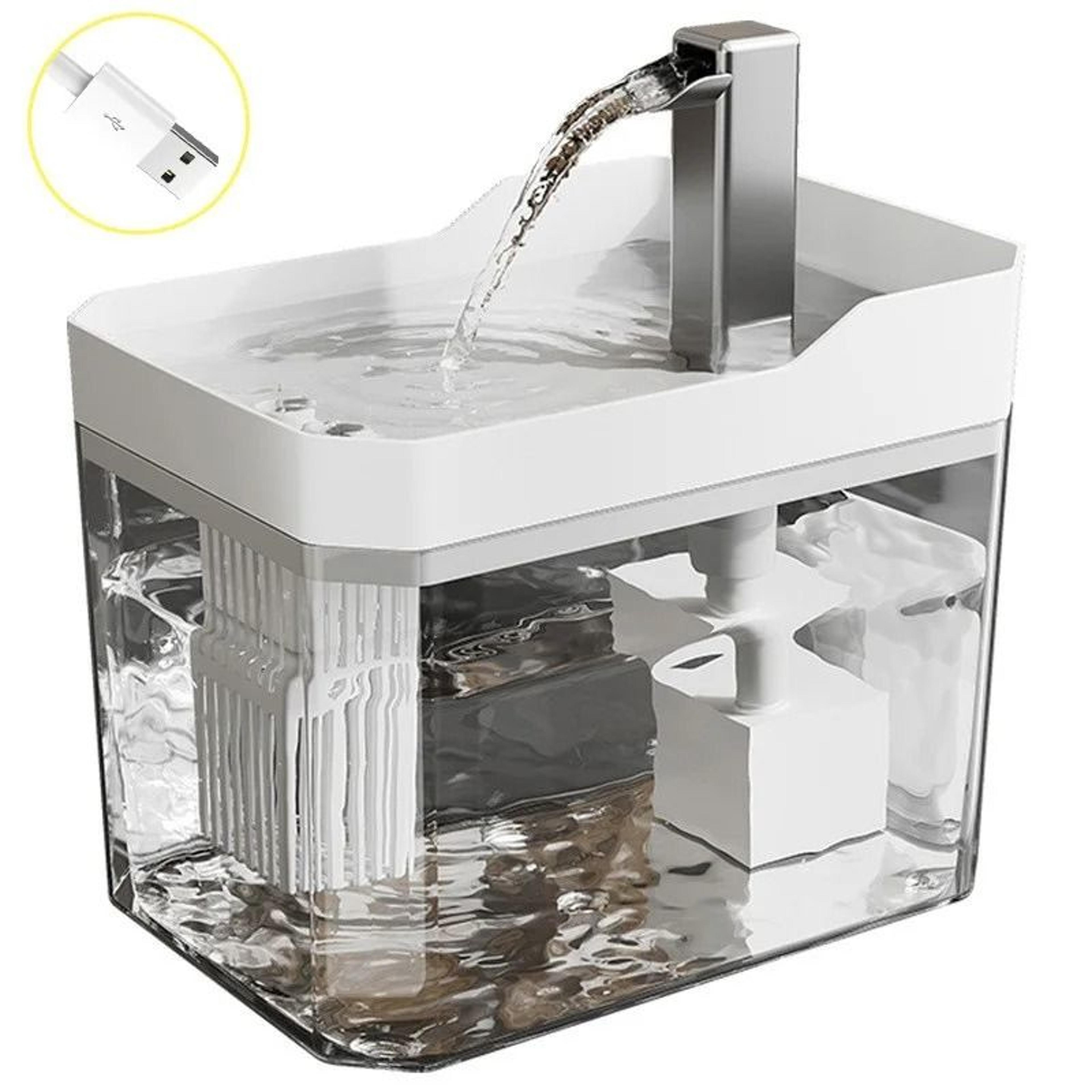 Transparent USB Cat Water Fountain With Auto Filter  Anti Dry Protection  Quiet Recirculating Pet W 8
