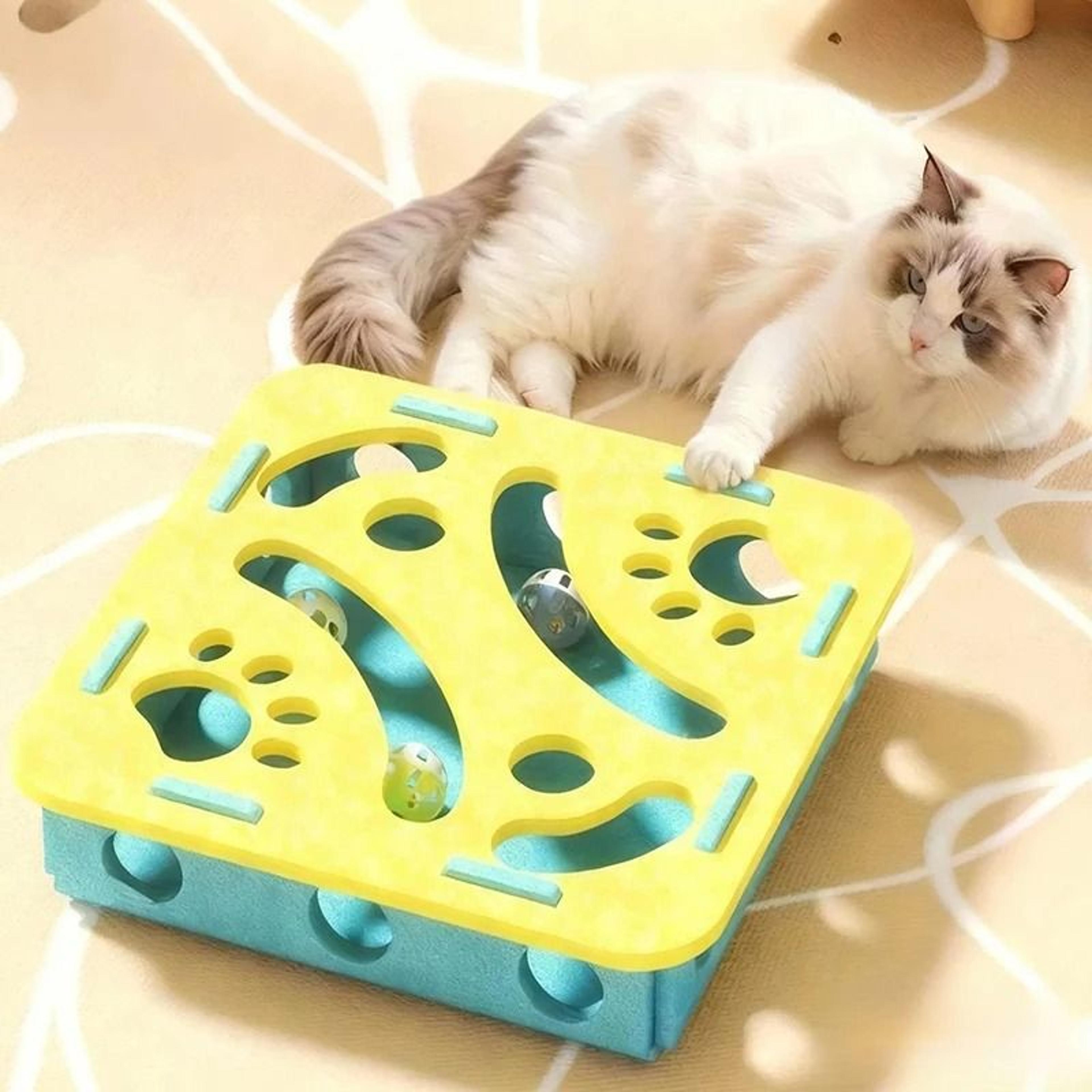 Interactive Felt Cat Puzzle Tunnel Box With Bell Ball Hunting Toy 0