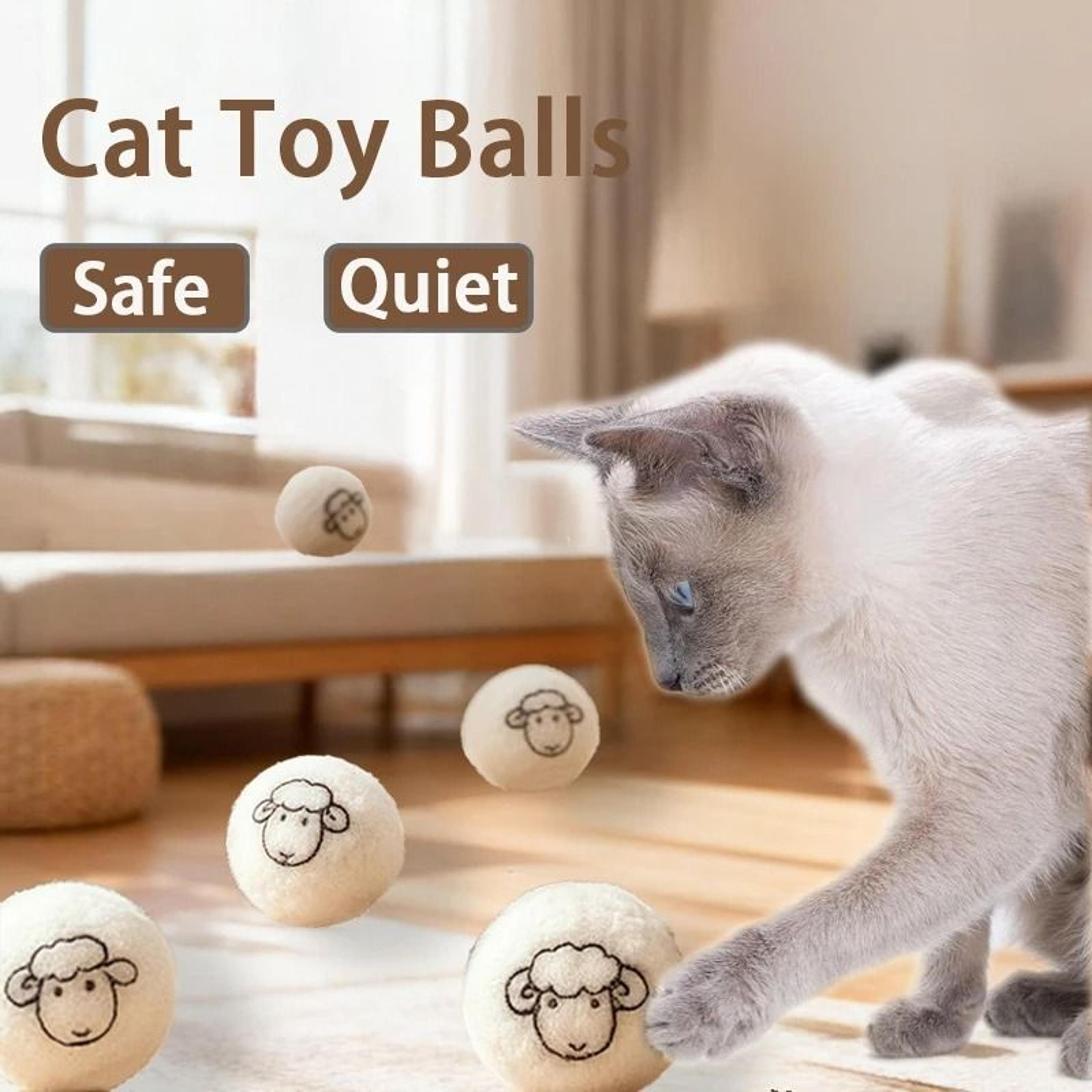 Quiet Felt Wool Cat Ball Toys For Interactive Indoor Play  Exercise 0