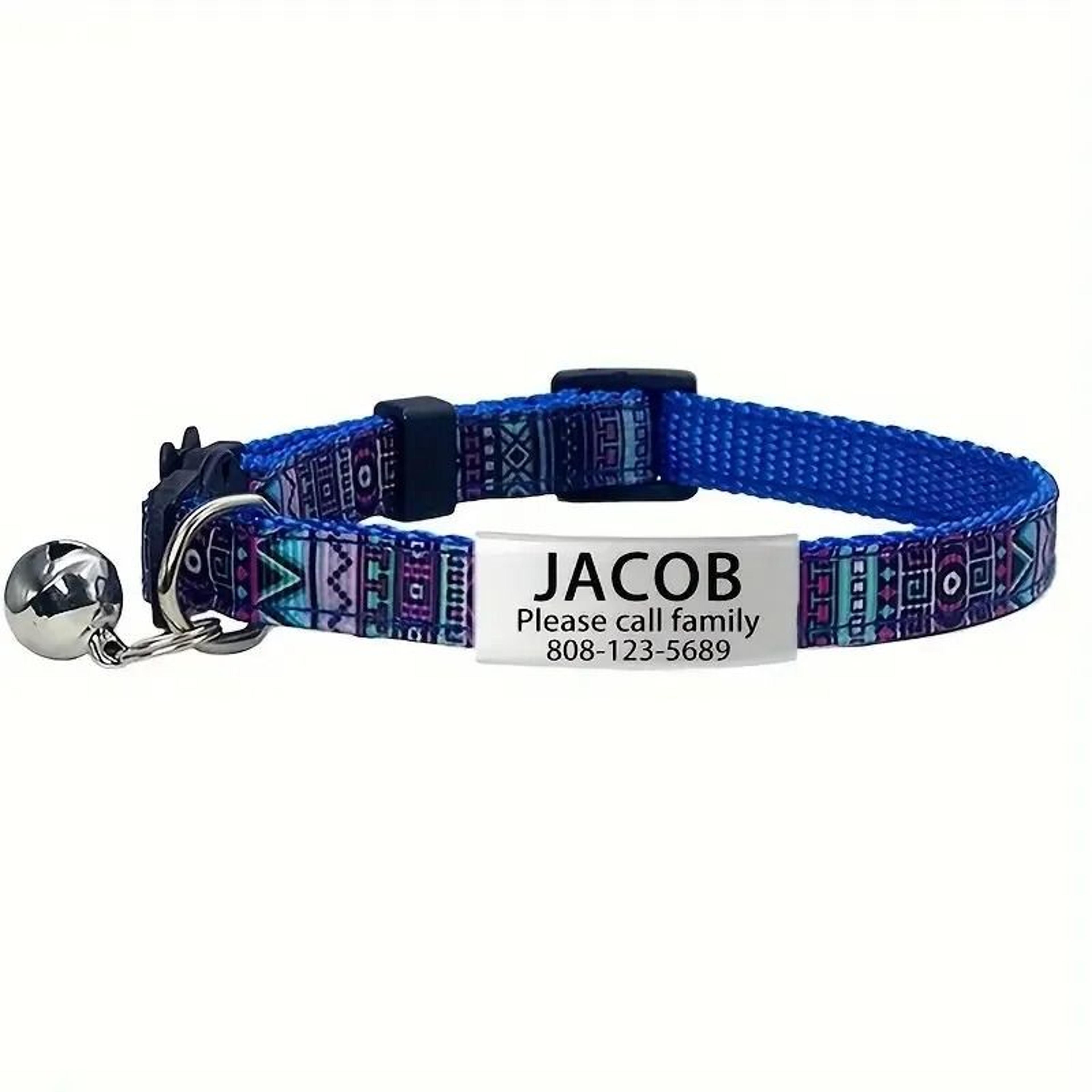 Personalized Bohemian Cat Collar With Bell Custom Engraved ID Tag Breakaway Safety Adjustable Kitte 1