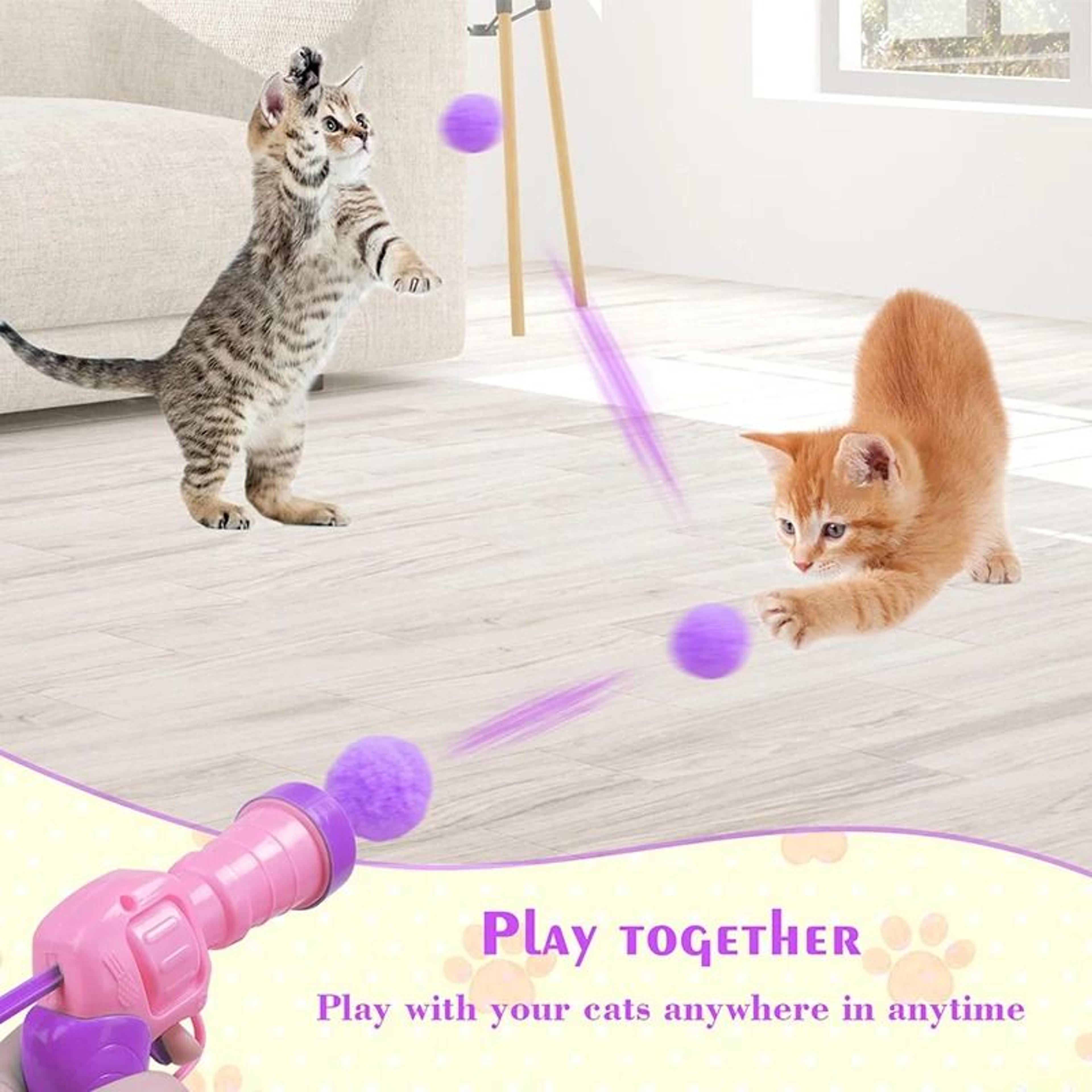 Interactive Plush Ball Launcher Cat Toy Gun For Indoor Play  Exercise 2