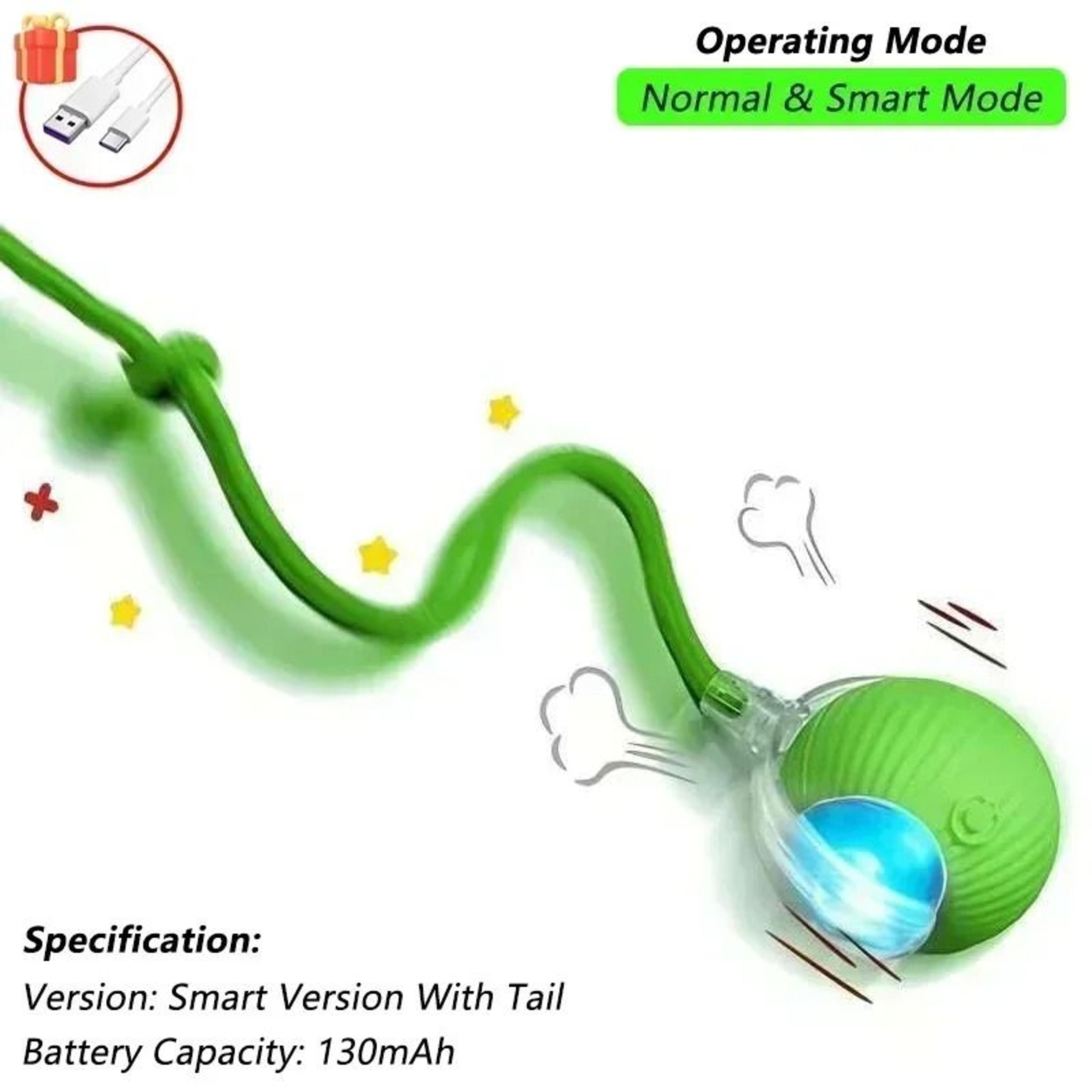 Rechargeable Smart Rolling Cat Ball With Moving Tail Interactive Toy 6