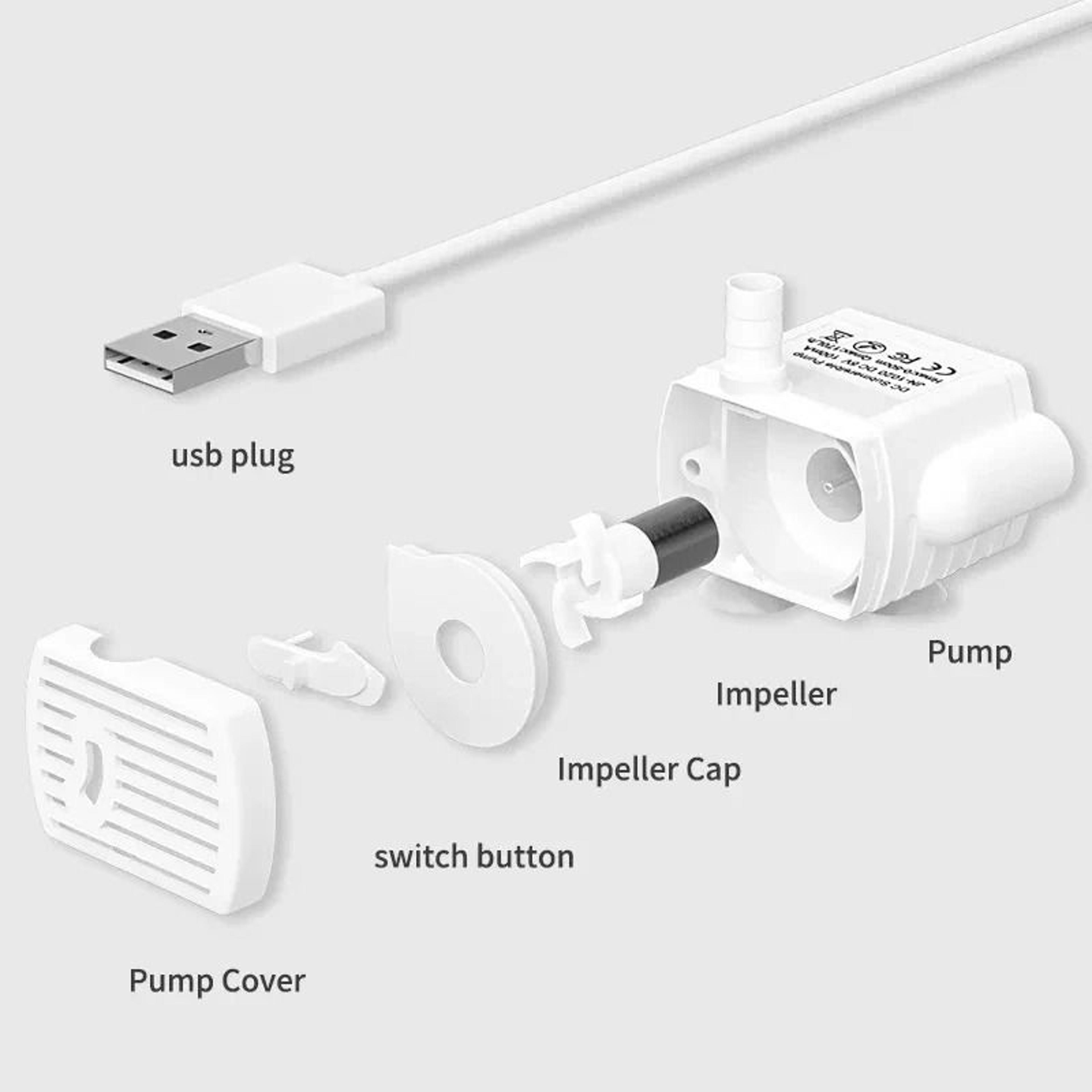USB Replacement Water Pump For Automatic Pet Water Fountains 4