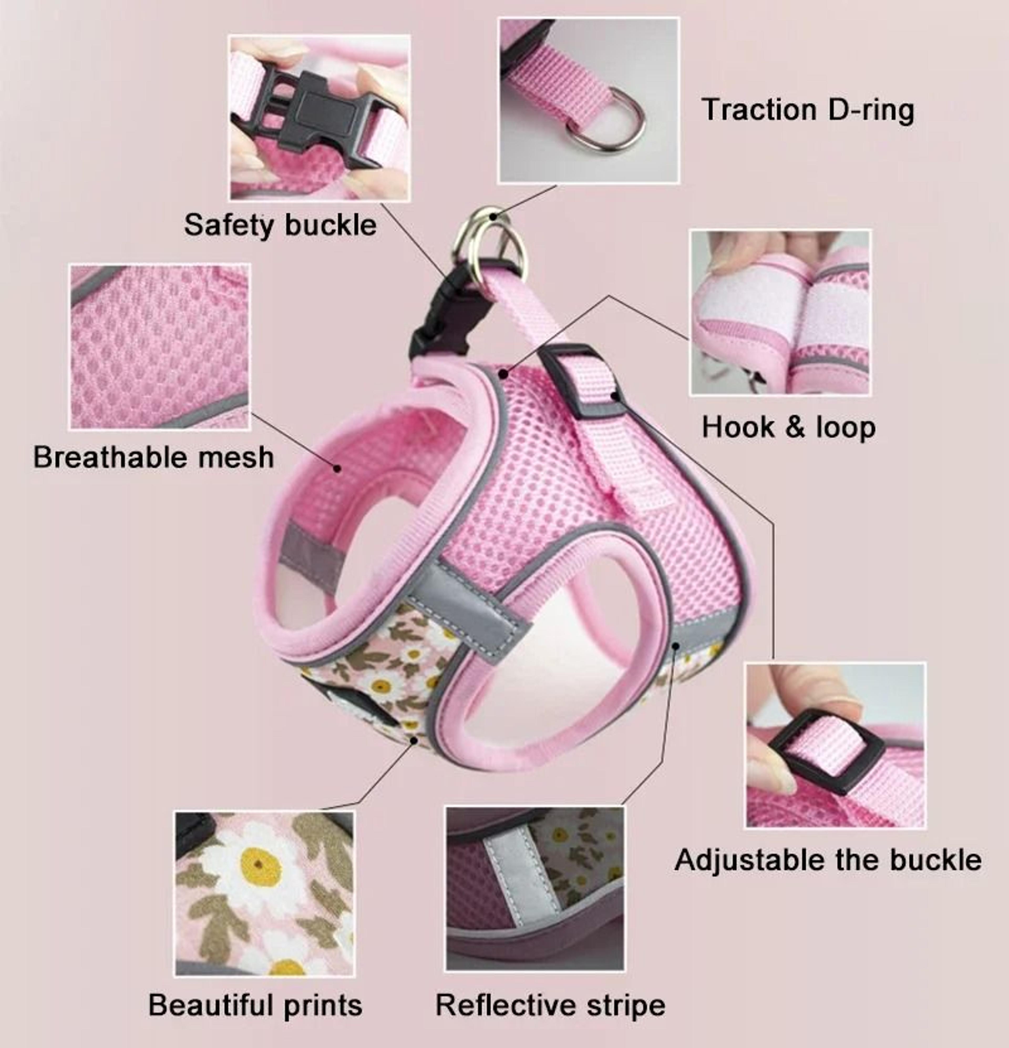 Reflective No Escape Pet Harness And Leash Set For Cats  Small Dogs 1