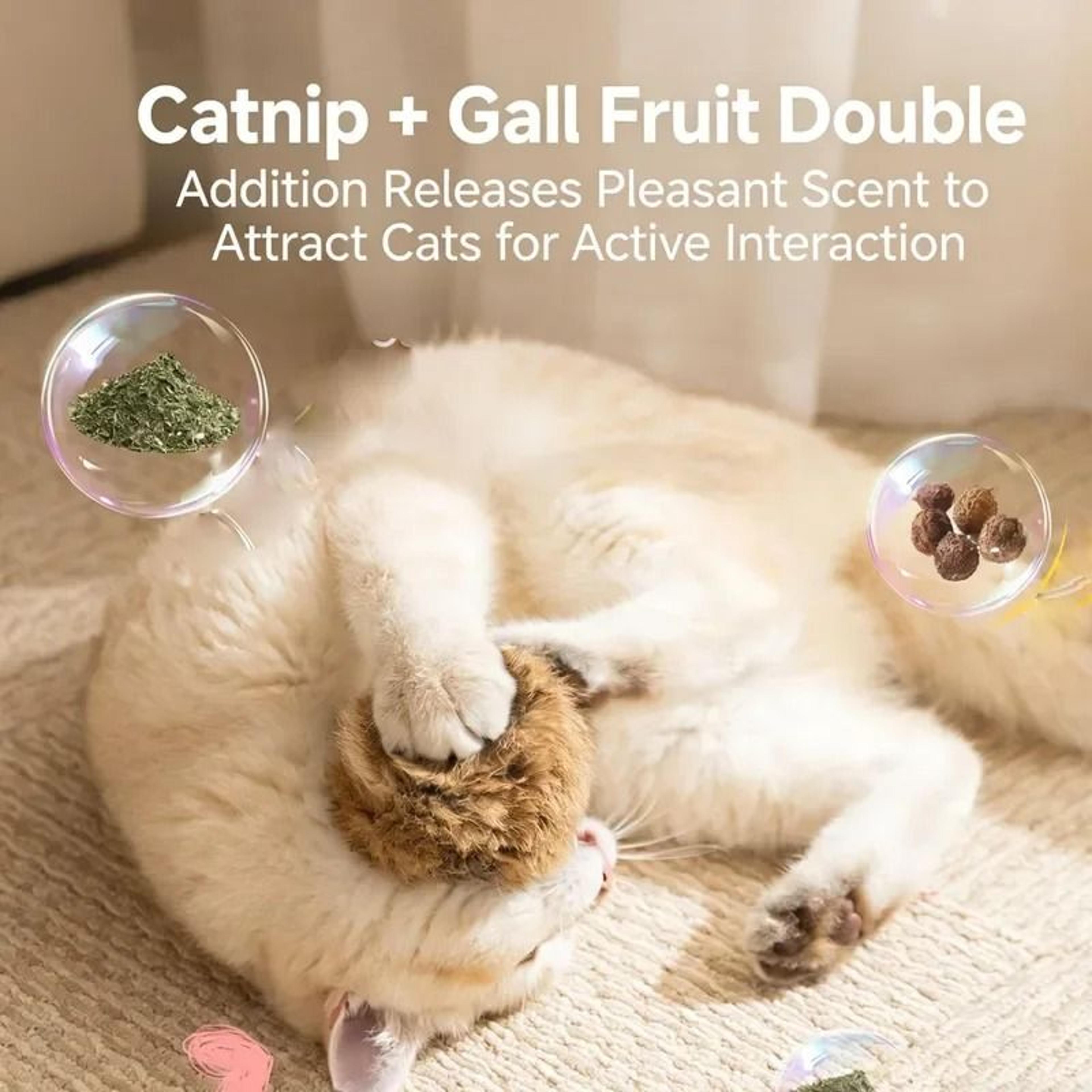3PCS Interactive Catnip Toy Balls  Rabbit Fur Plush Chasing Toys For Active Indoor Cats 2
