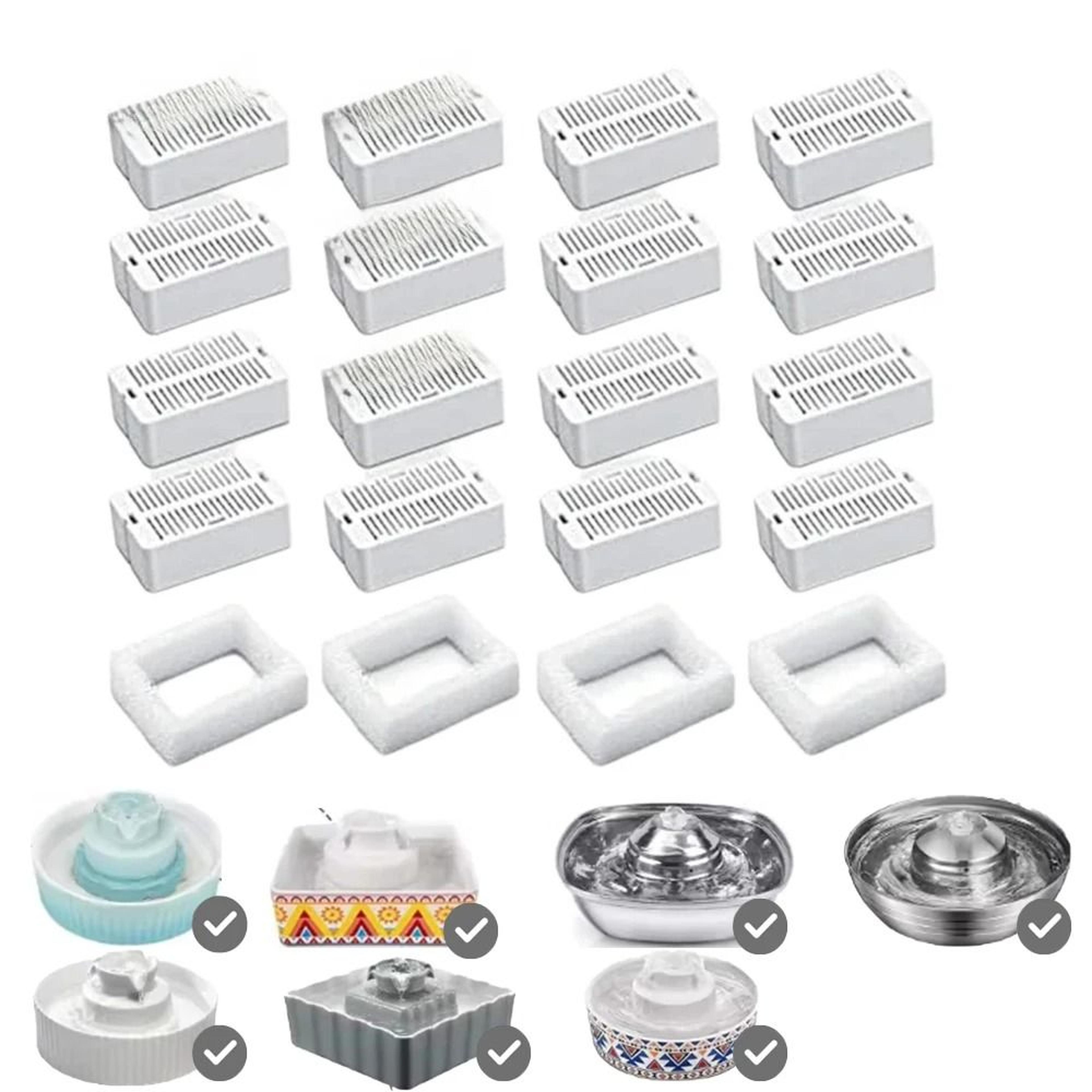 8/16 pack cat water fountain filters with foam pre-filters – activated carbon replacement filter set for fresh pet water