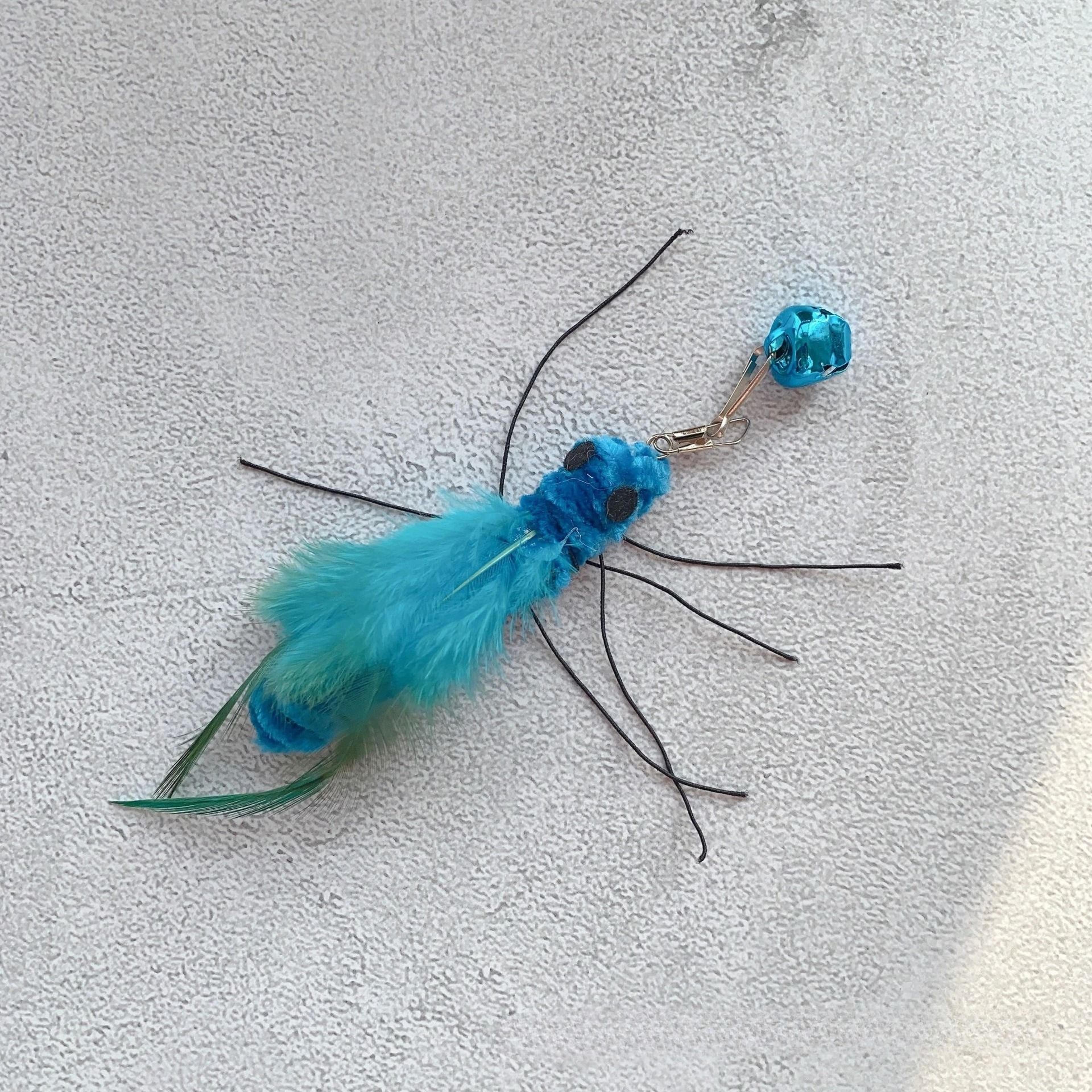 Interactive Insect Cat Wand Refills Plush Feather Bug Teaser Toy Replacement Set 4