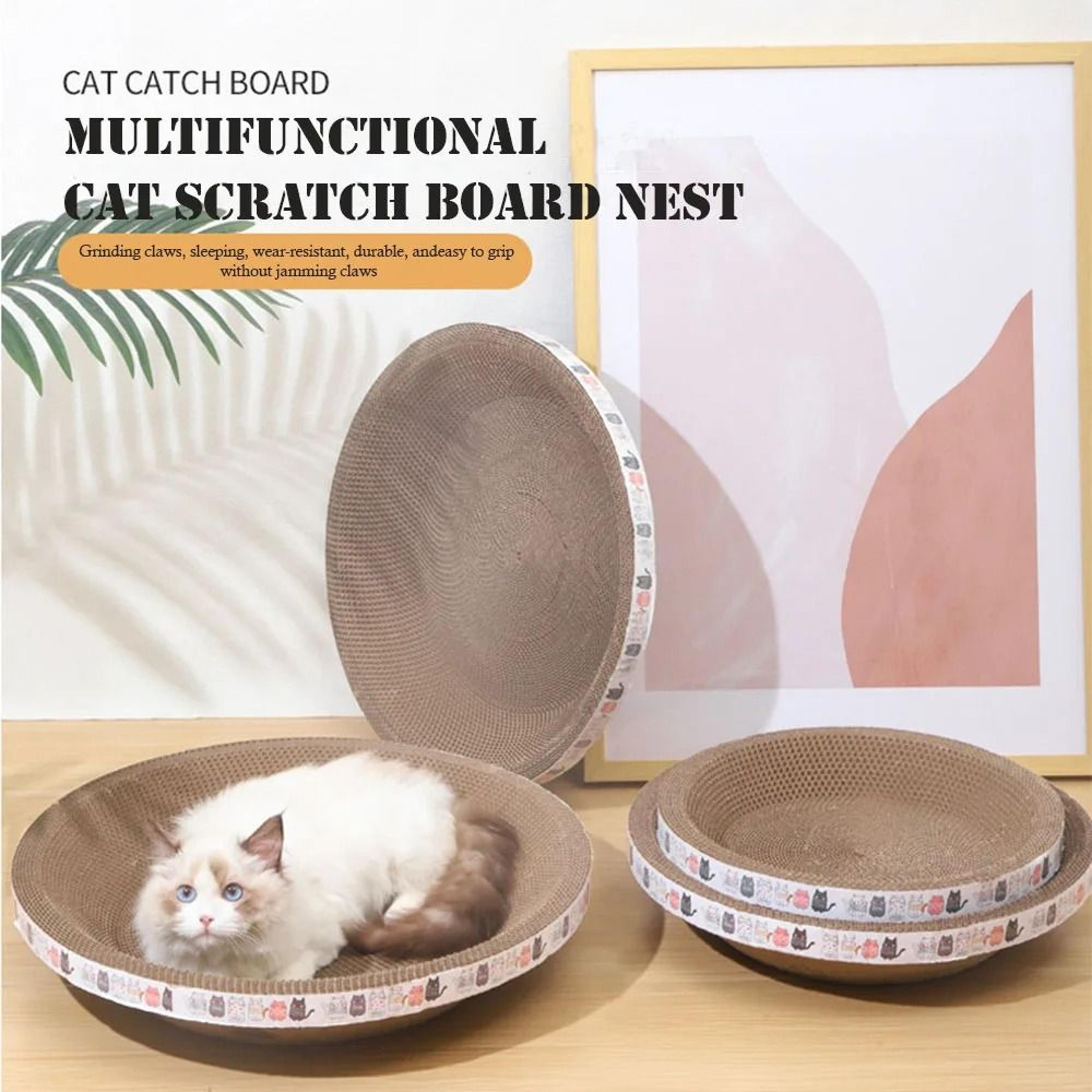 Round Corrugated Cat Scratcher Bed For Claw Care Lounging  Furniture Protection 1