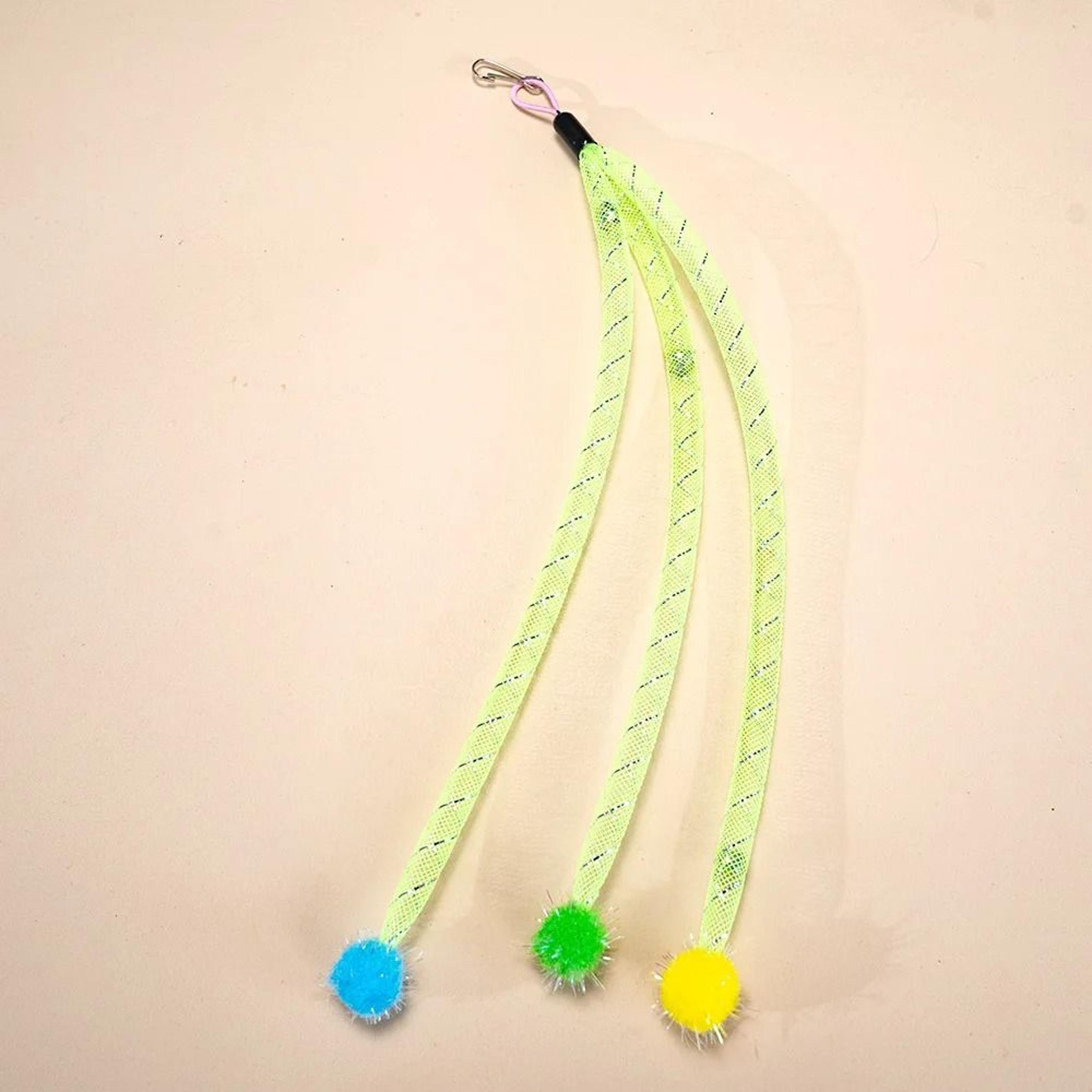 Elastic Cat Wand Replacement Head Set With Wool Ball And Net Teaser Attachments 4