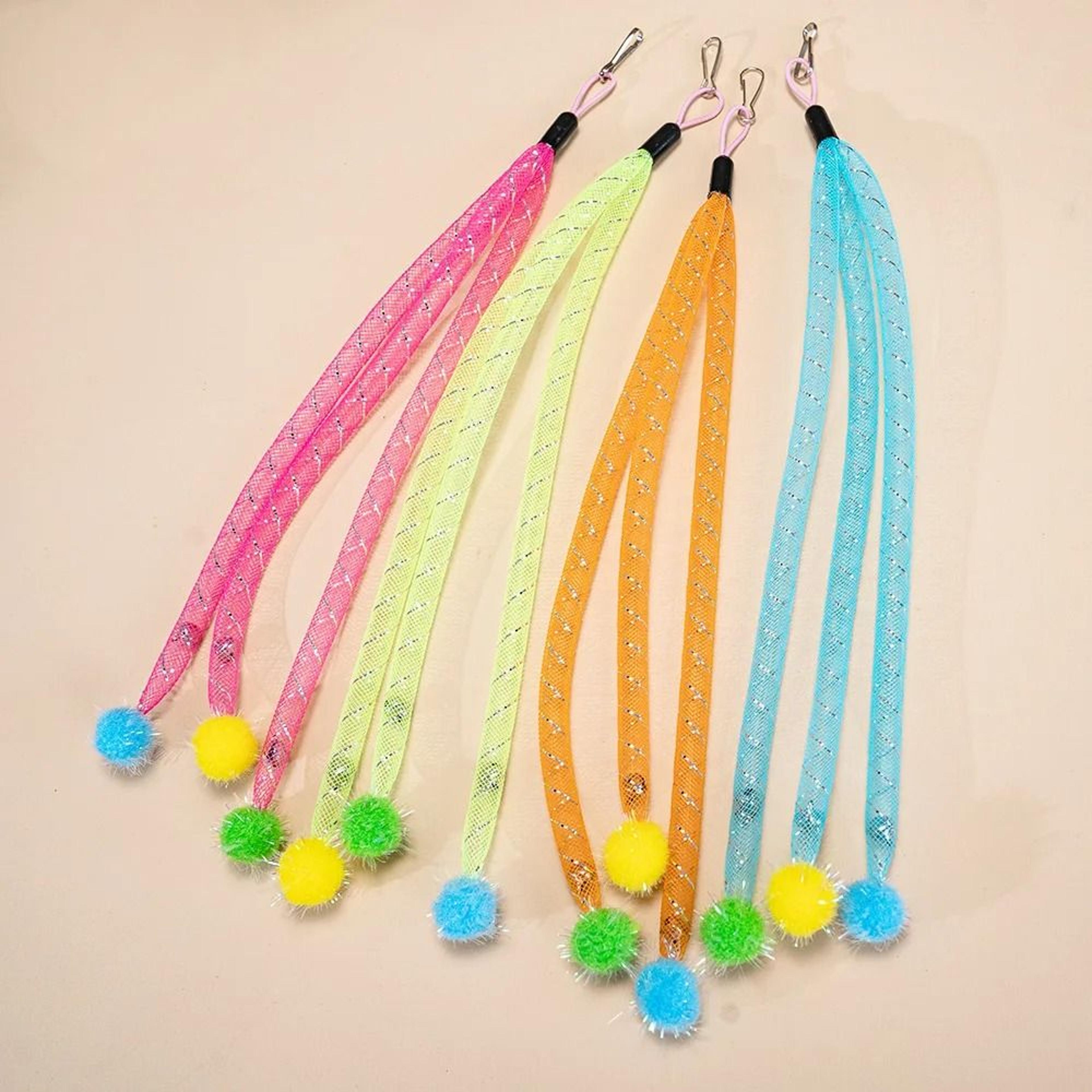 Elastic Cat Wand Replacement Head Set With Wool Ball And Net Teaser Attachments 8