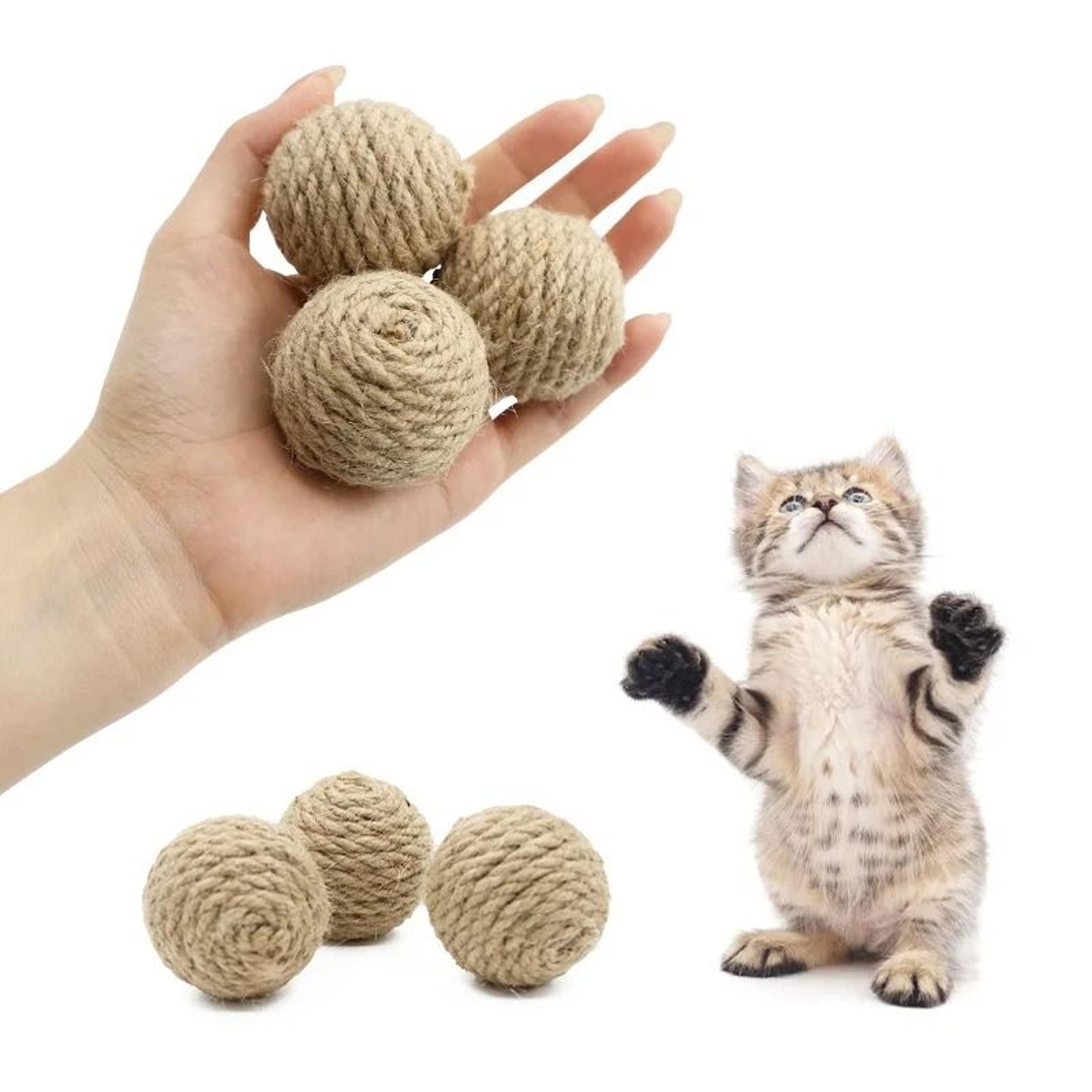 natural sisal cat toy ball for chewing, chasing, and indoor play