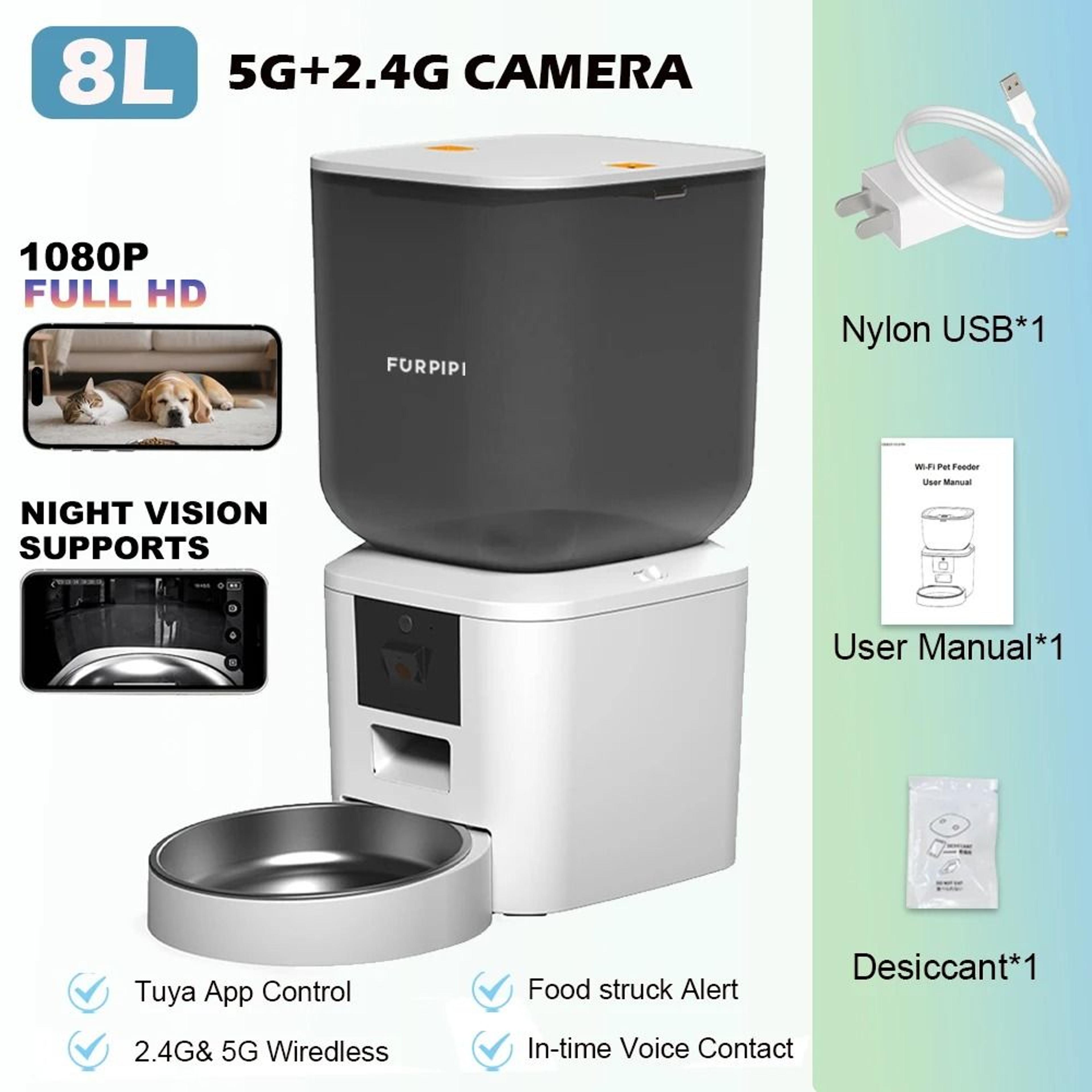 Furpipi 8L WiFi Automatic Pet Feeder With Camera 9