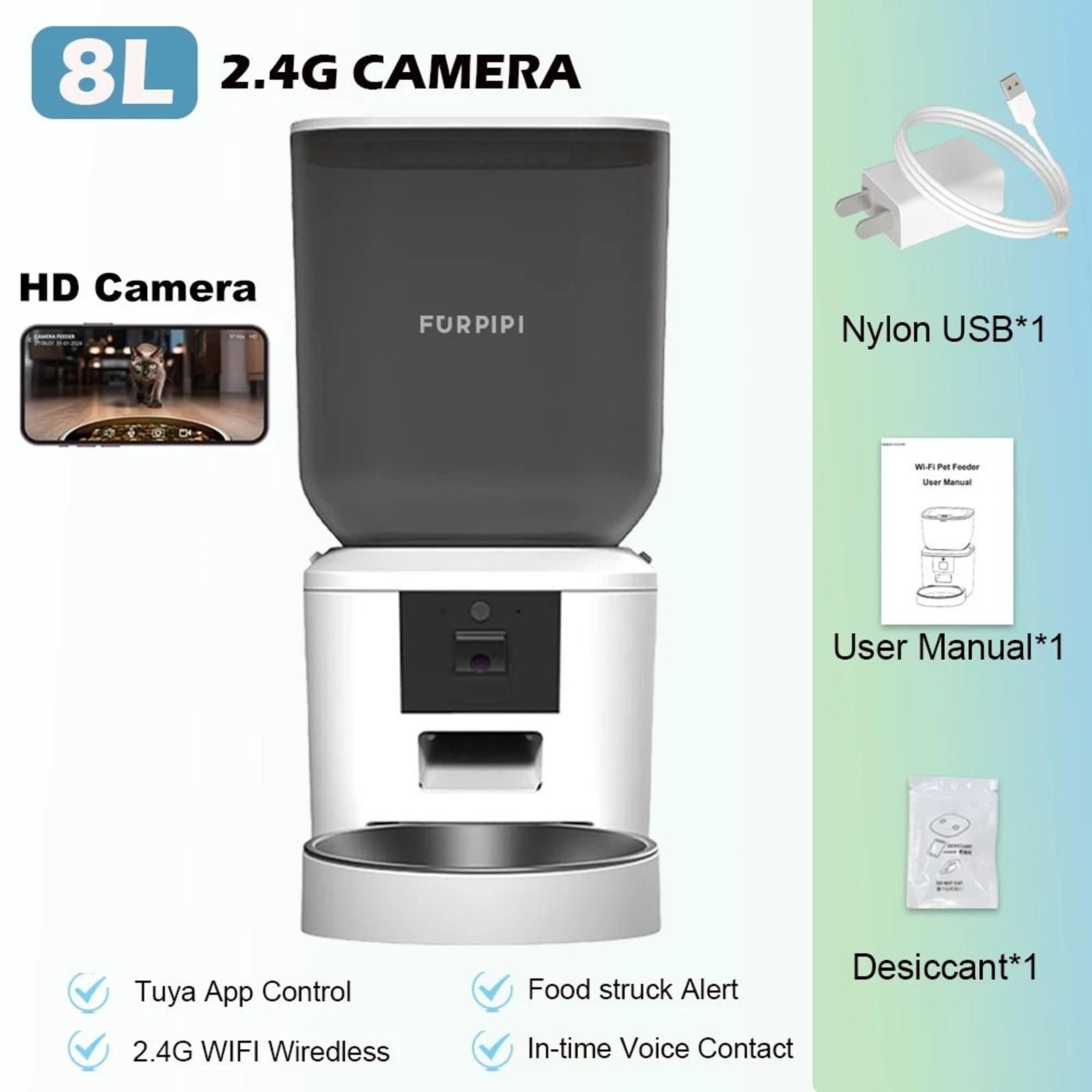 Furpipi 8L WiFi Automatic Pet Feeder With Camera 7