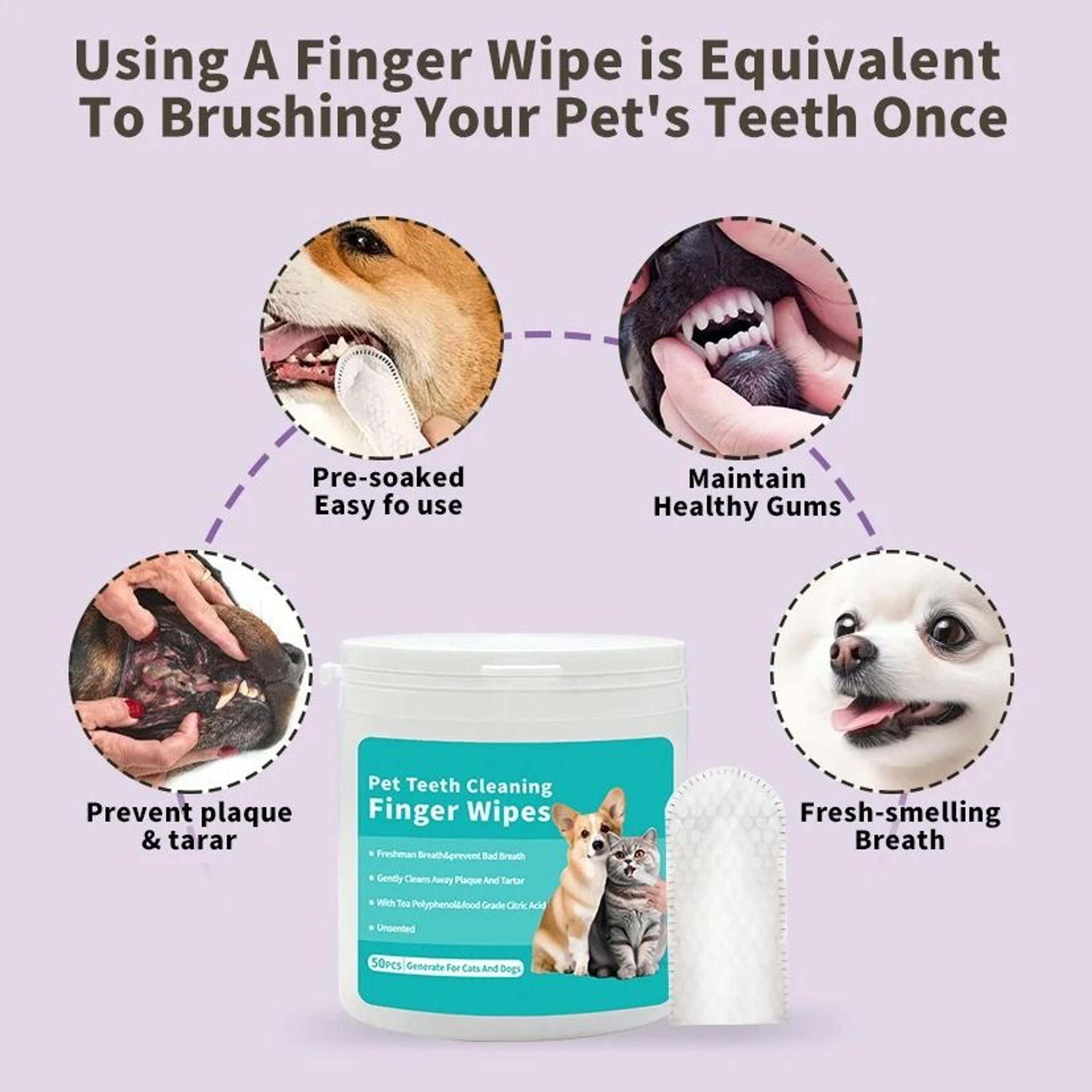 Disposable Finger Toothbrush Wipes For Pets 3