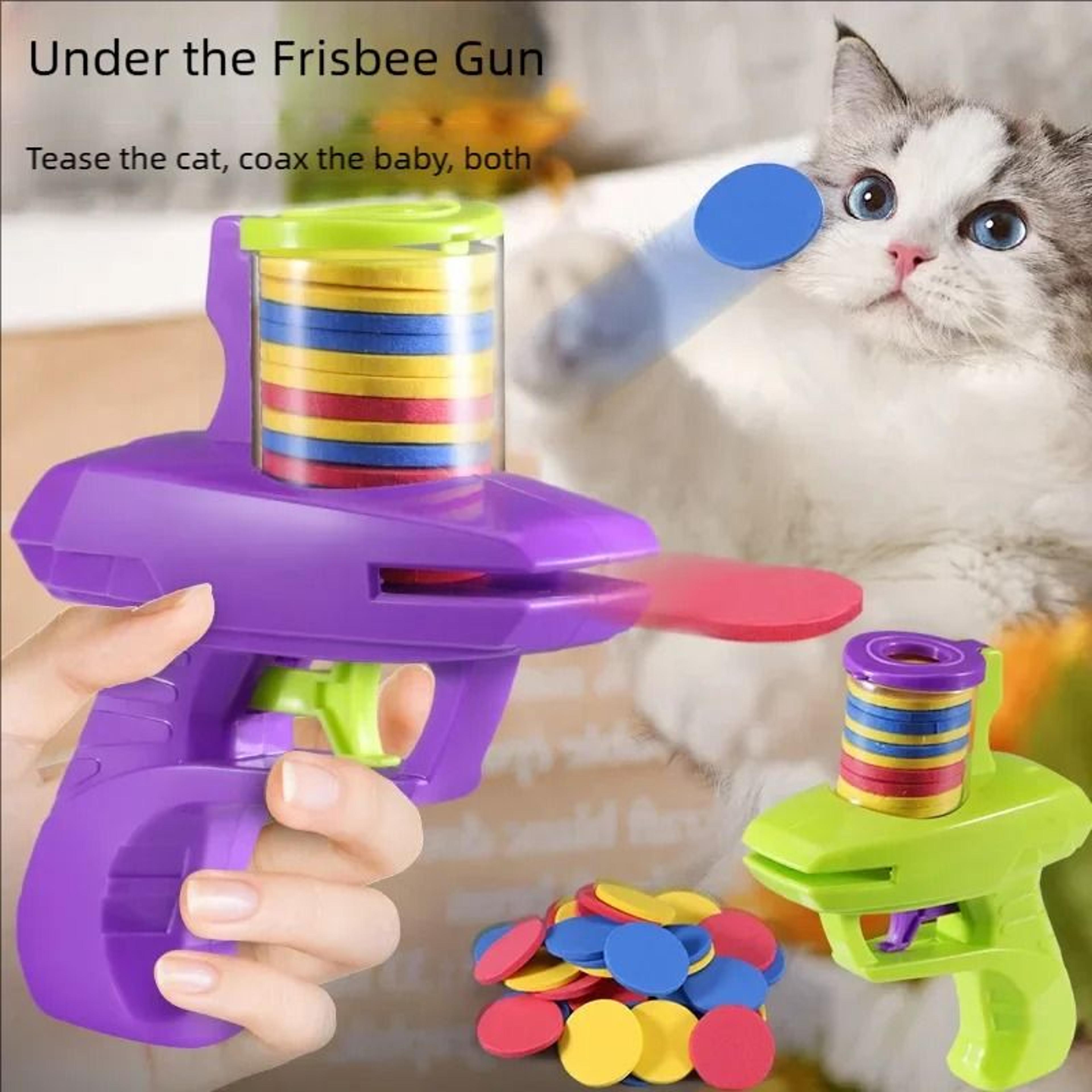 flying disc launcher toy set for cats & dogs, interactive pet training and chase game
