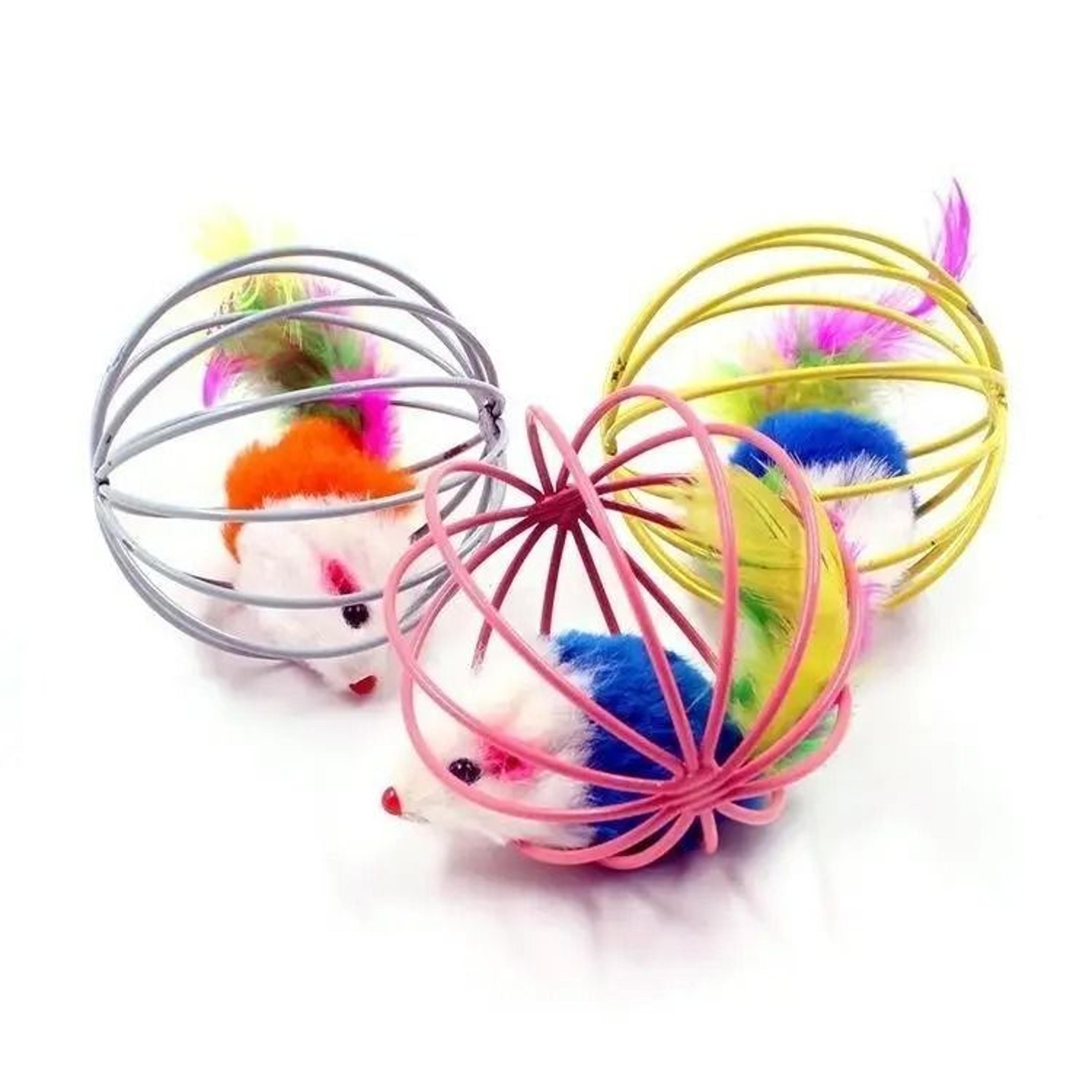 Interactive Caged Mouse Ball Toy For Cats  Small Dogs Funny Rolling Chase And Play Toy 0