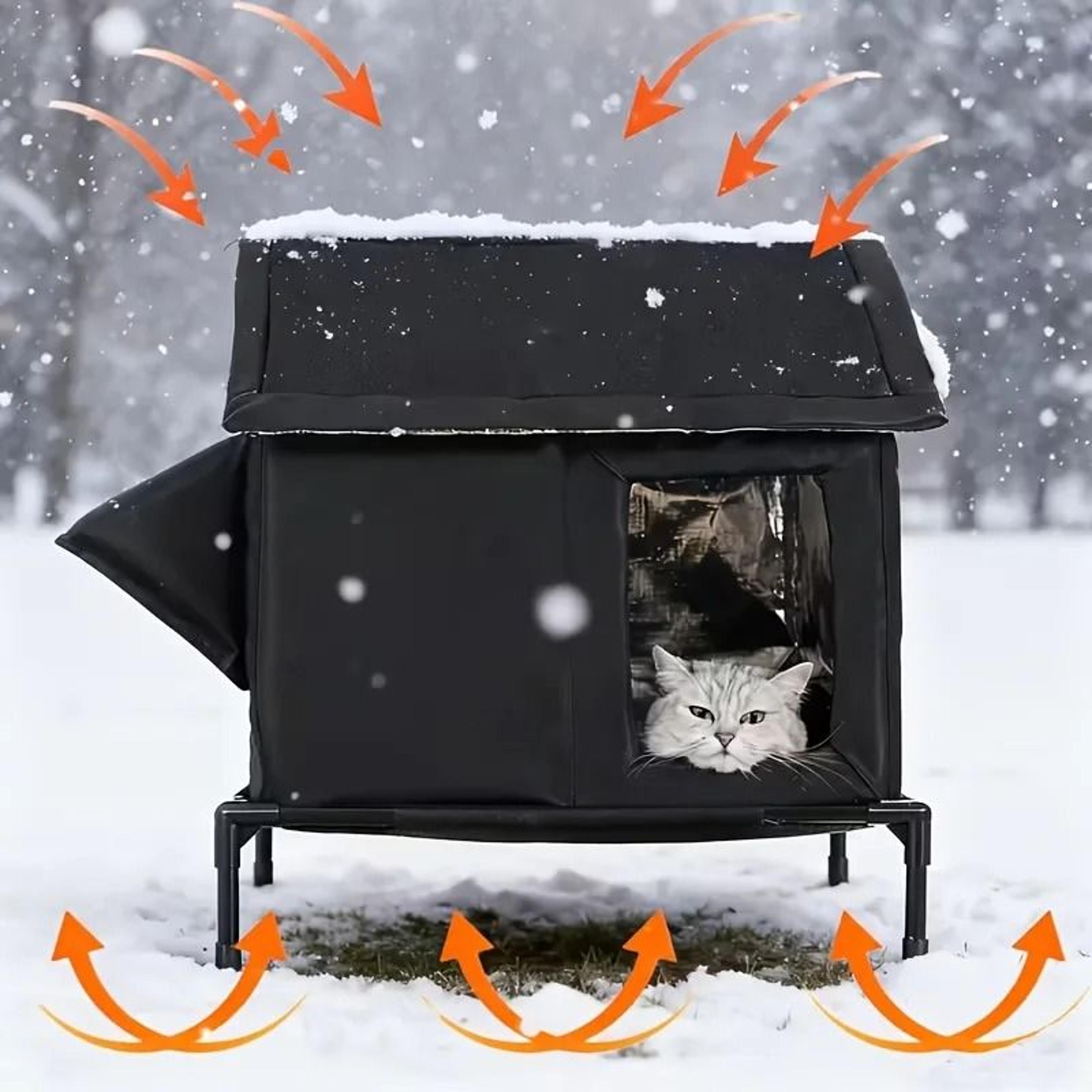 insulated outdoor cat house winter warm cat shelter weather-resistant pet nest for stray & indoor cats