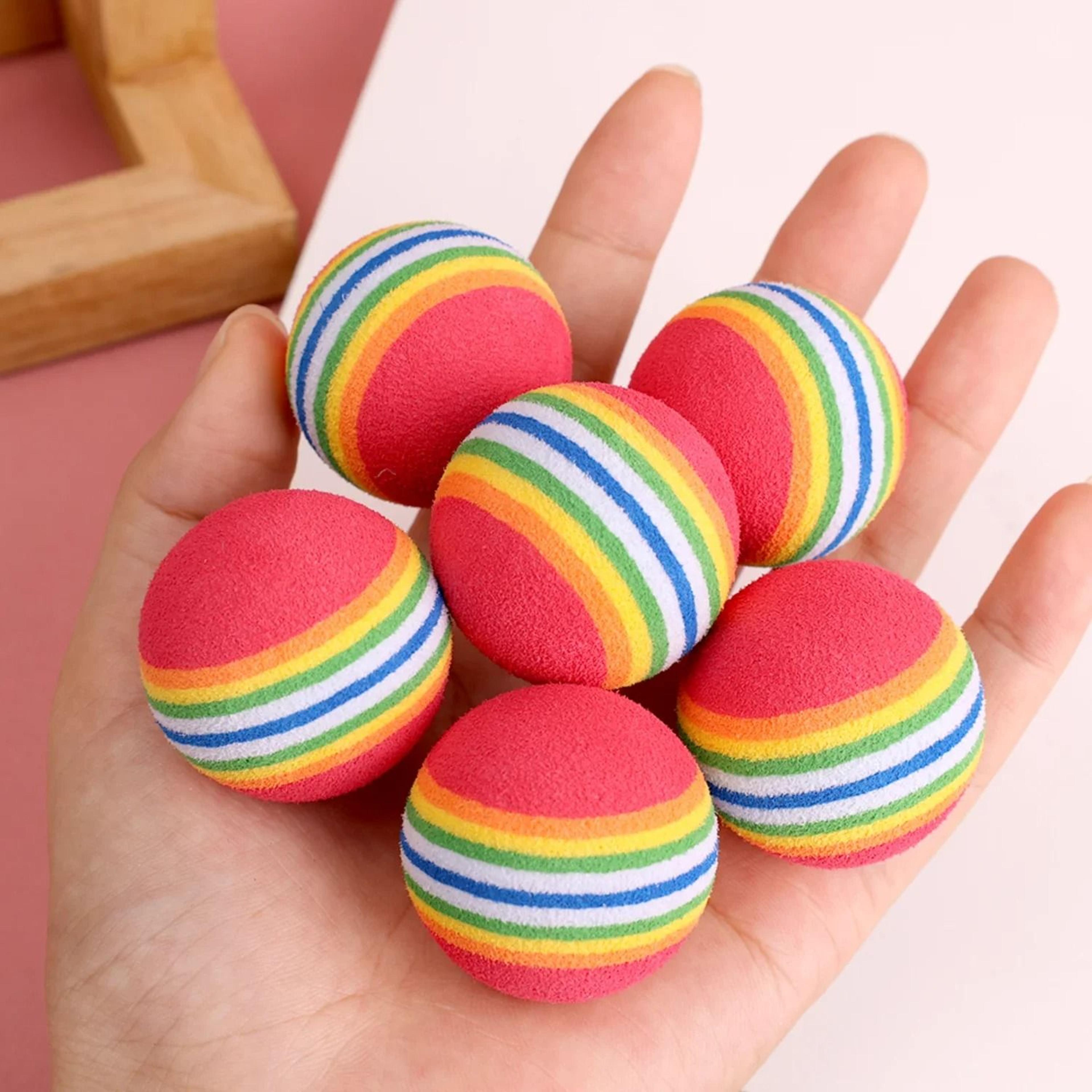 Rainbow EVA Interactive Pet Toy Balls For Cats  Puppies Chew Chase  Training Set 4