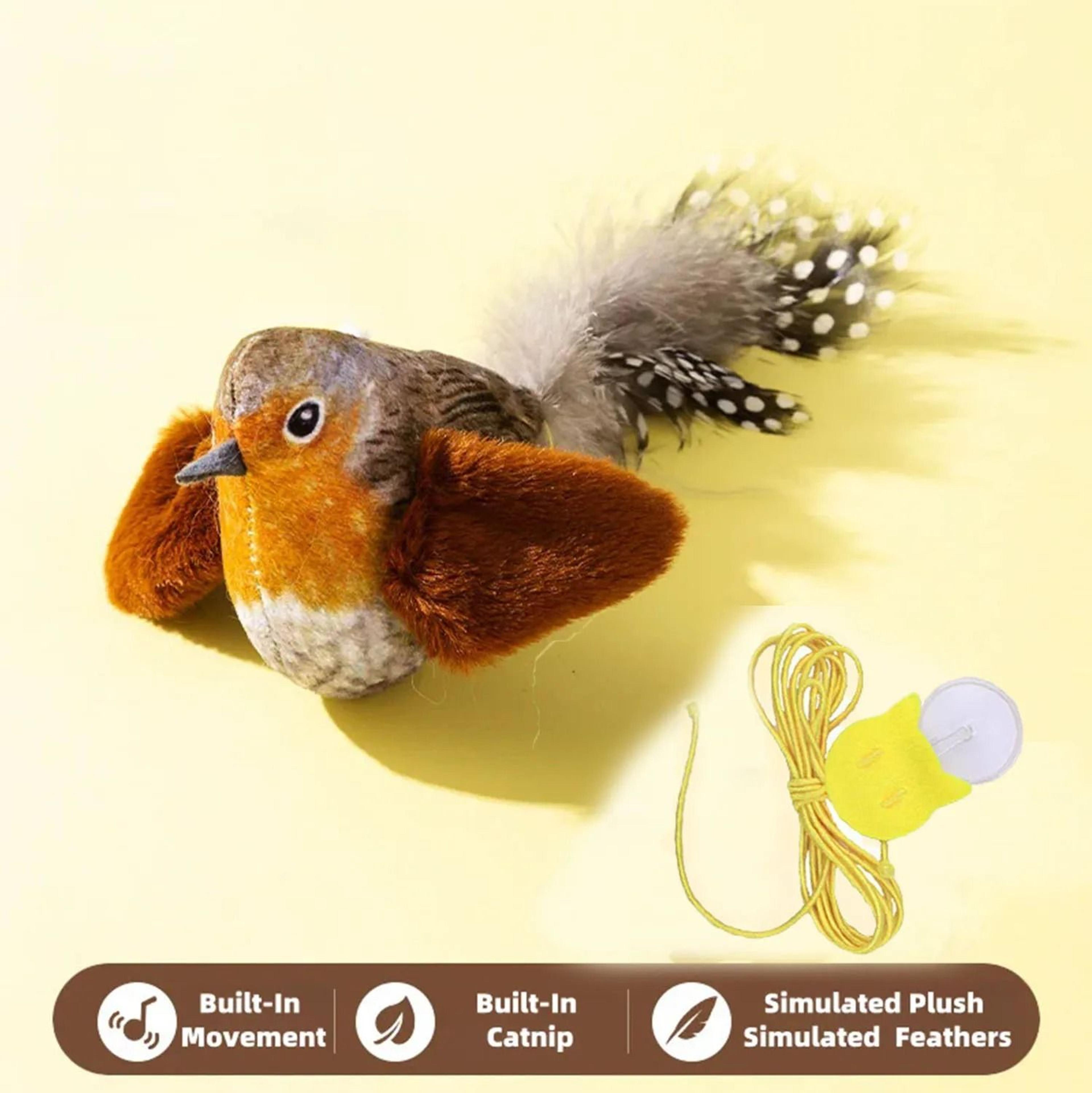 Chirping Bird Cat Toy With Catnip  Interactive Plush Hunting Toy For Indoor Cats 6
