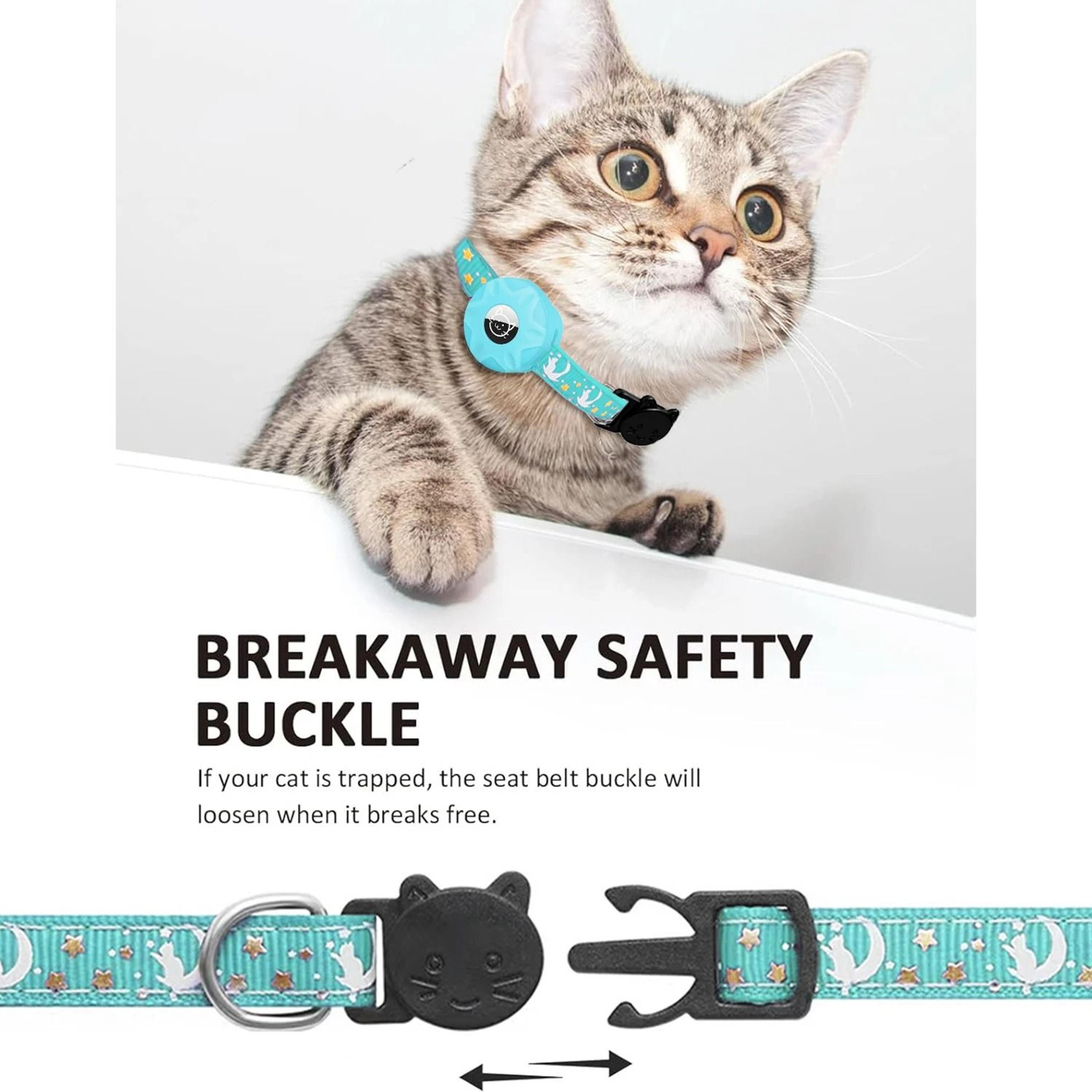 GlowintheDark AirTag Cat Collar With Moon Charm  Breakaway Safety Buckle 4