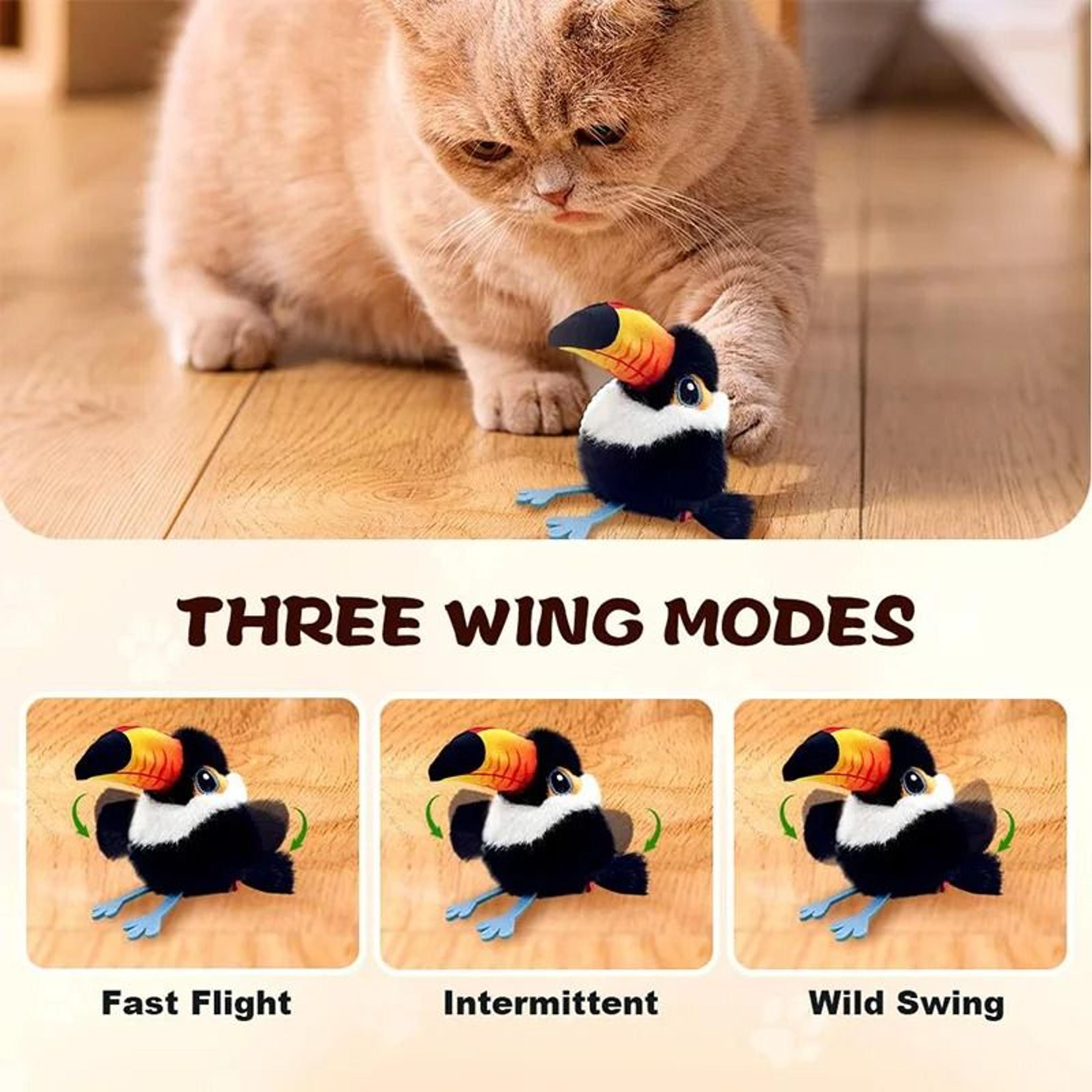 SkyFlutter Interactive Chirping Bird Cat Toy  USB Rechargeable TouchActivated Flying Bird For Indoo 4